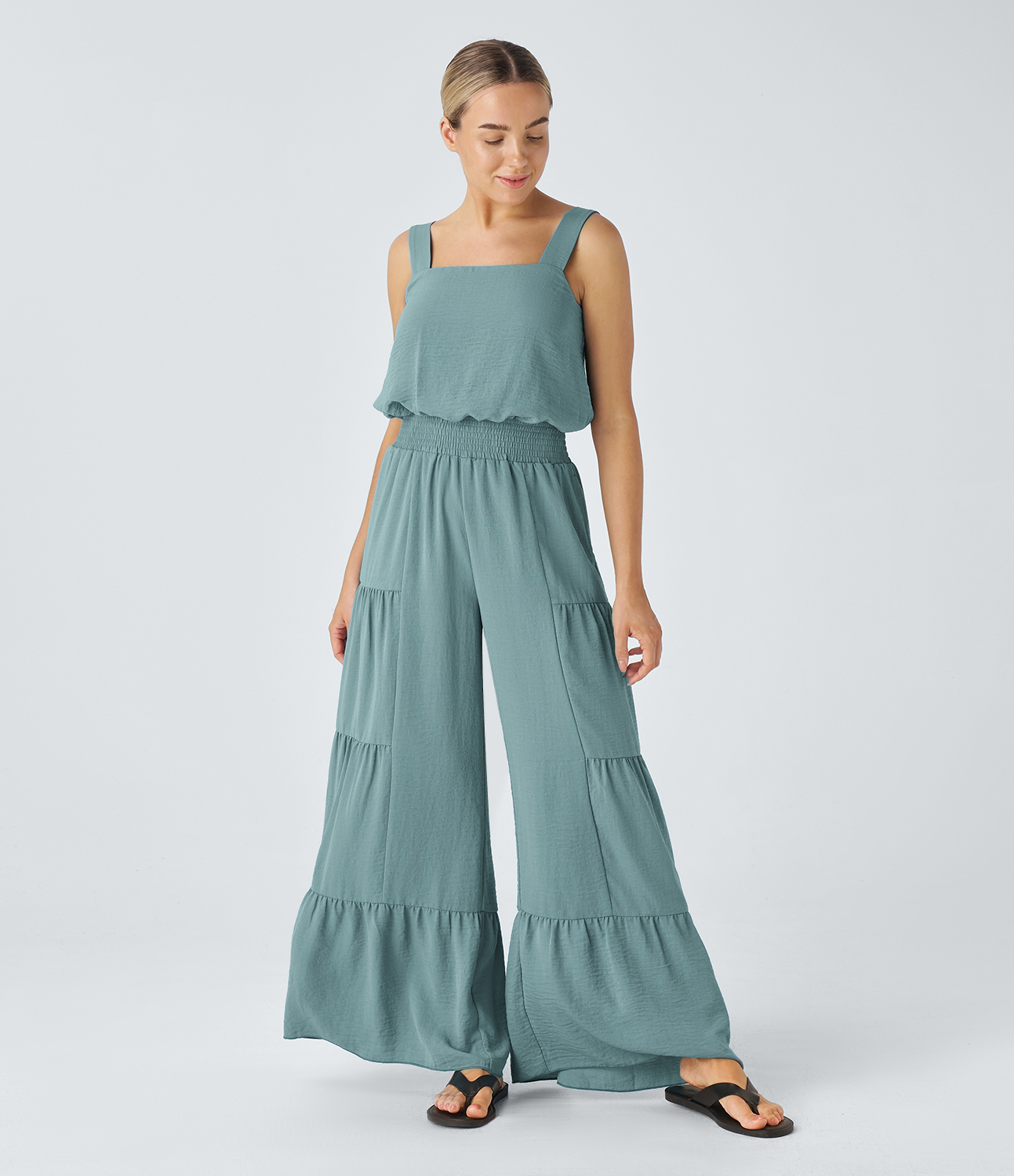 SAGE+FIG Smocked Flowy Wide Leg Jumpsuit main image 1