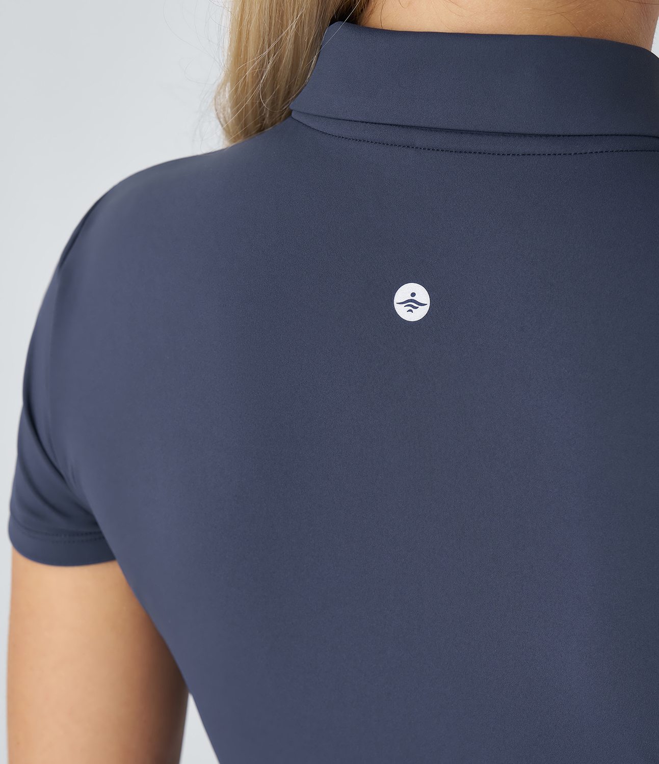 Halara Polo Collar Half Zip Short Sleeve Tennis Sports Top  - Mood Indigo - XL 
