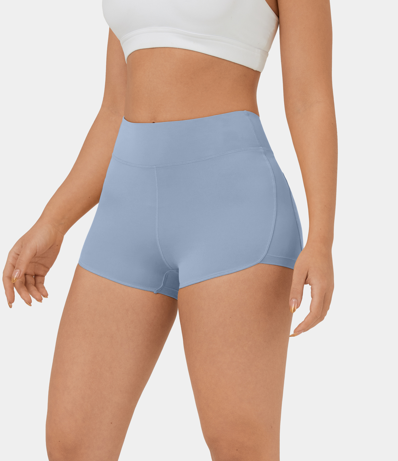 

Halara Softlyzeroв„ў Plush High Waisted Yoga Biker Shorts 2'' - Light Grey Blue -  biker shorts women black biker shorts