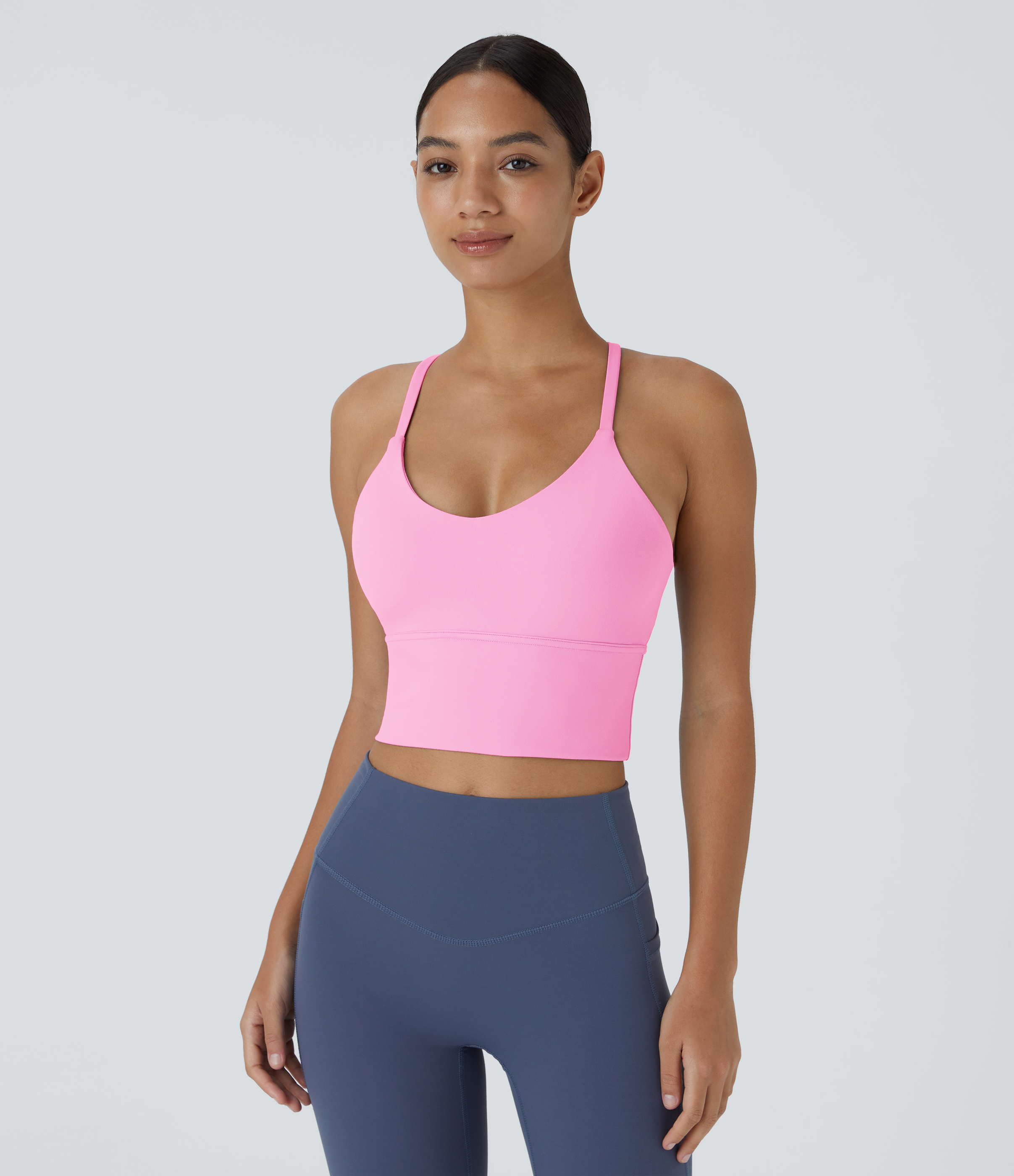 Halara Softlyzeroв„ў Plush Backless Crisscross Cut Out Cropped Tank Top Tank Top - Nosegay - XL golf tops halter top tunic tops sleeveless tops 