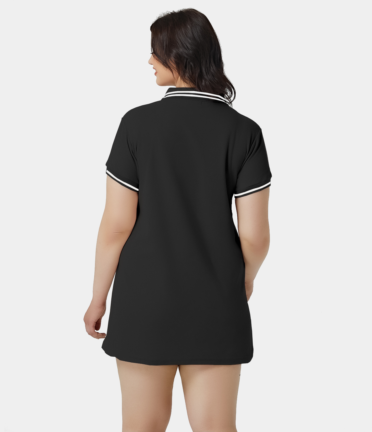 Women's Contrast Trim Button Front Plus Size Polo Dress HALARA