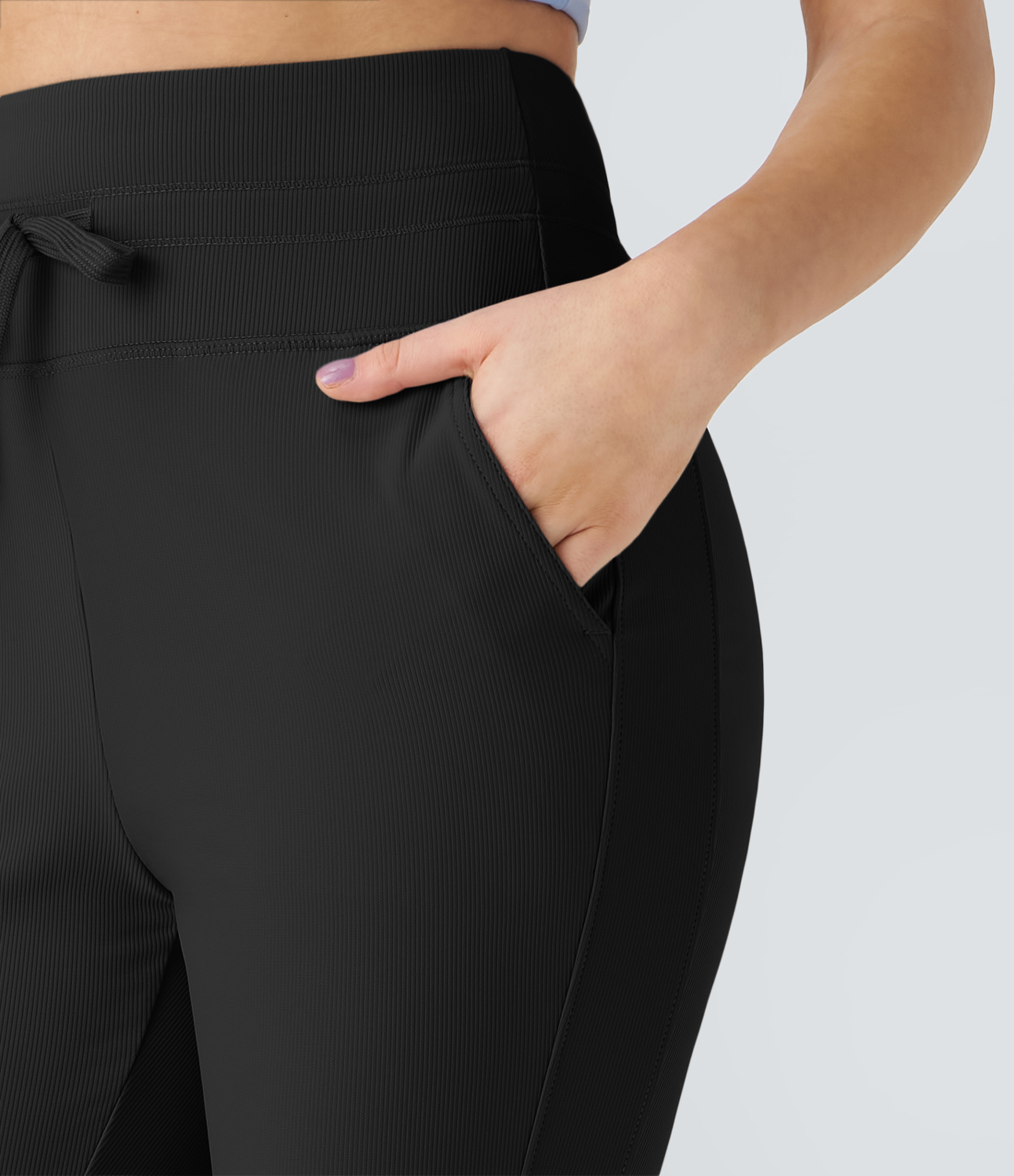 Halara Patitoffв„ў Flow Pet Hair Resistant High Waisted Drawstring Side Pocket Plain Full Length Joggers  - Black - XL 