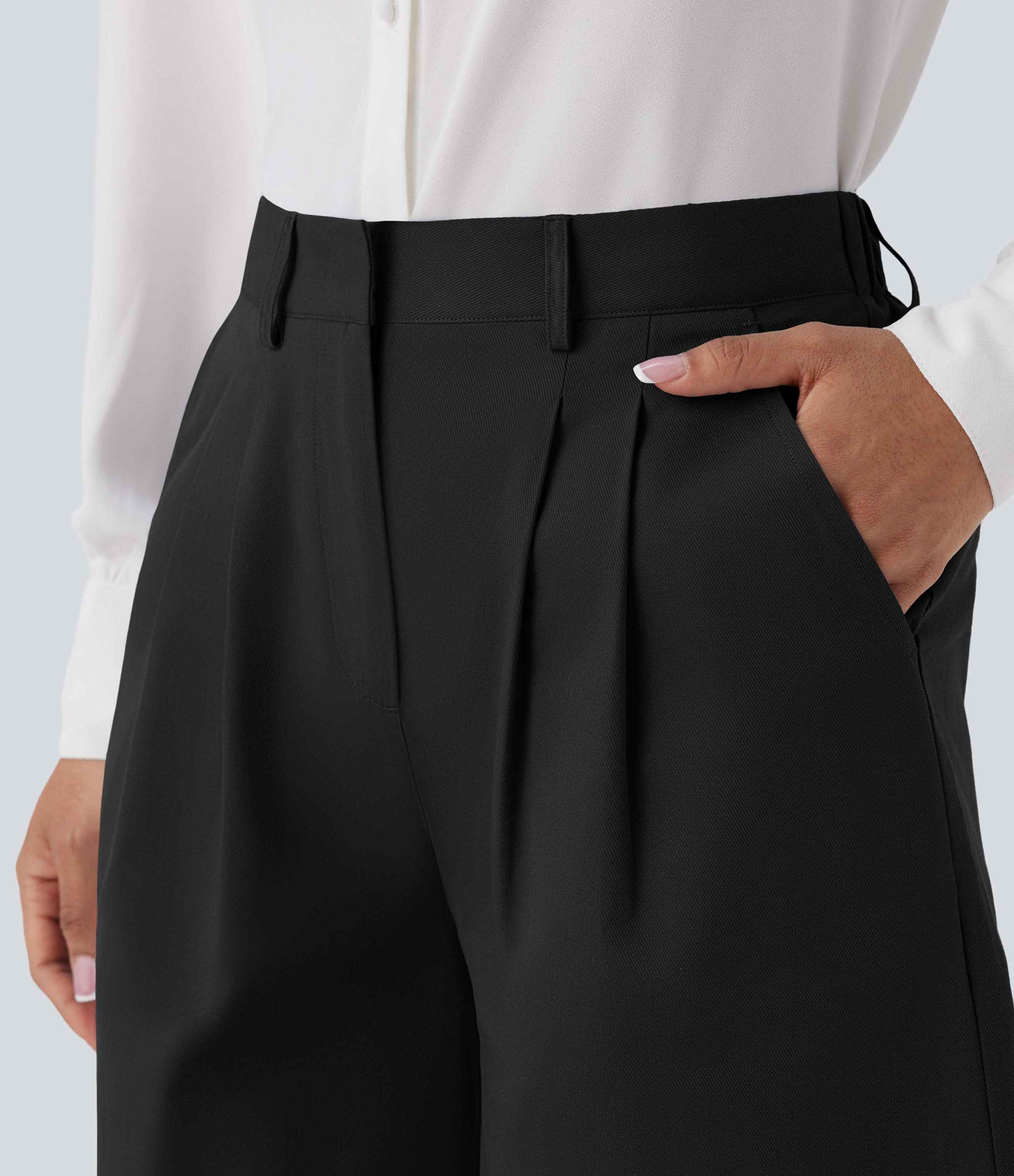 Halara High Waisted Zipper Side Pocket Casual Cotton Bermuda Shorts  - Black - S booty shorts compression shorts yoga shorts 