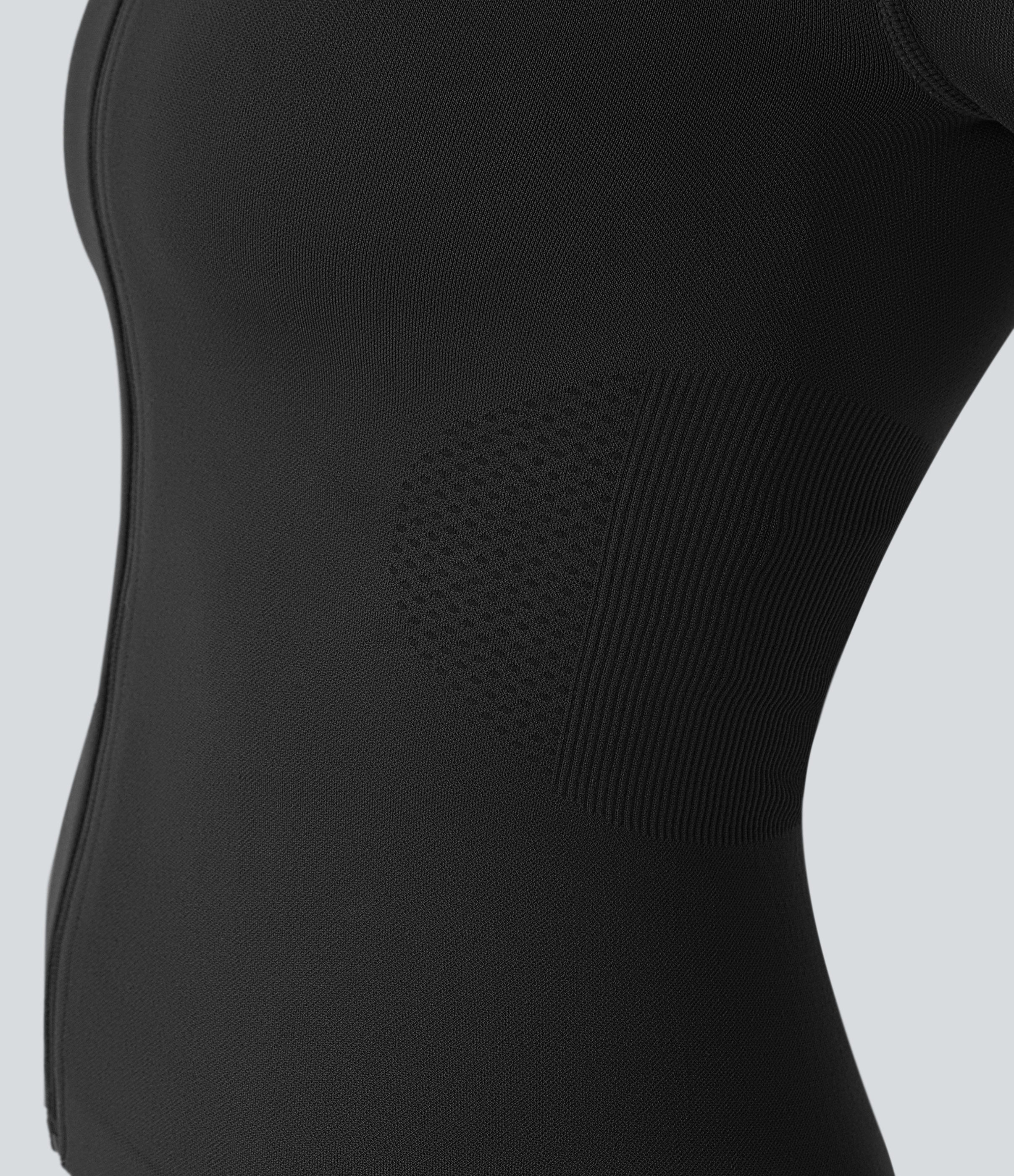 Halara Seamless Flow Stand Collar Raglan Sleeve Thumb Hole Zipper Skinny Yoga Jacket  - Black - S 