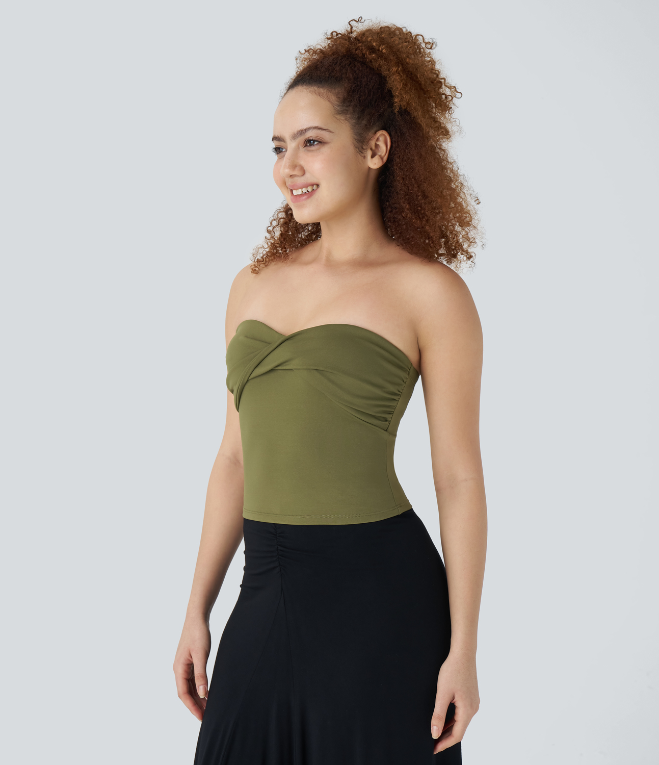 Halara Twisted Skinny Resort Tube Top Tank Top - Capulet Olive - S golf tops halter top tunic tops sleeveless tops backless top 