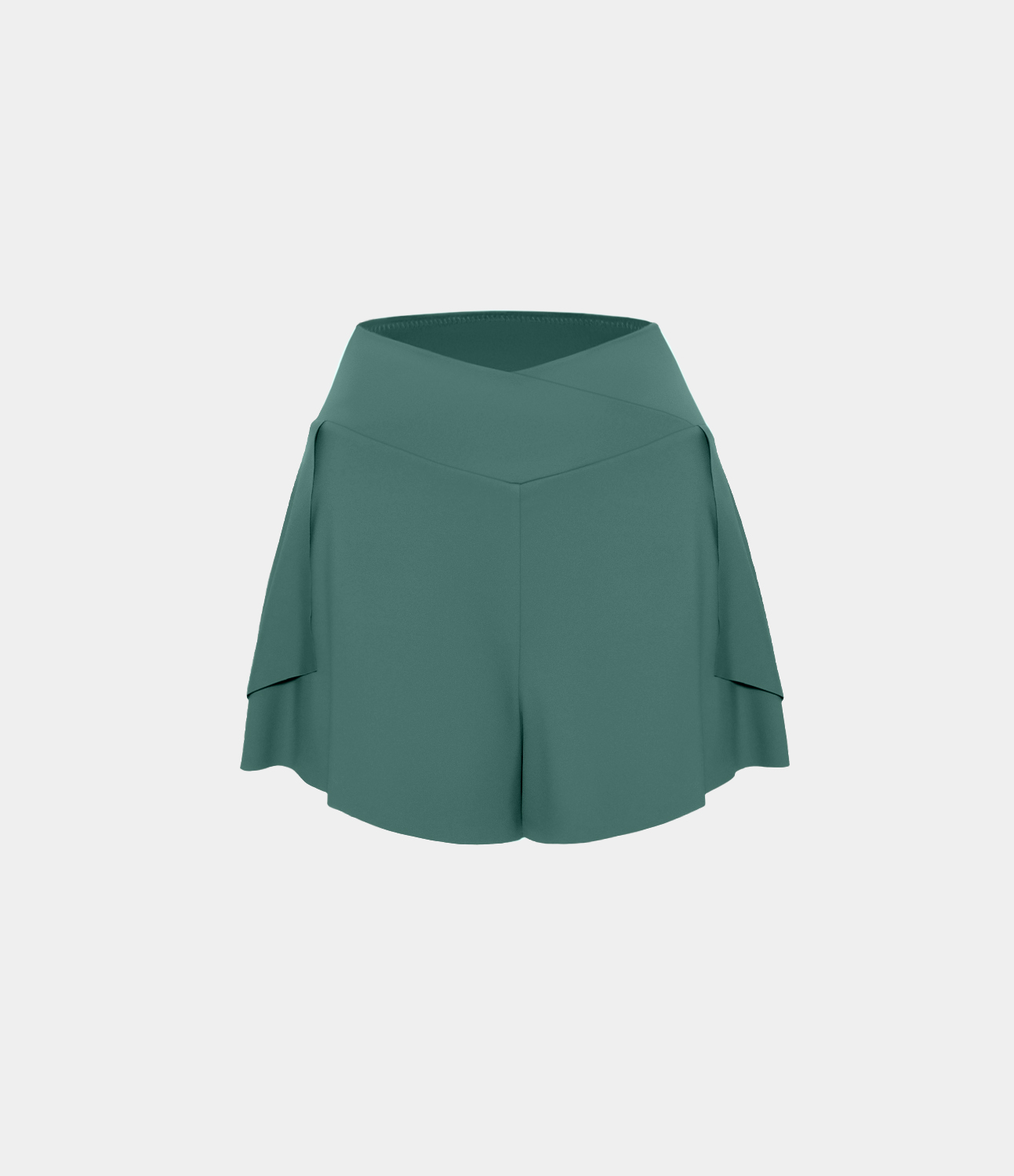 Halara High Waisted Crossover Side Pocket Split 2-in-1 Casual Shorts 3`` Gym Short - Blue Spruce - L booty shorts compression shorts 