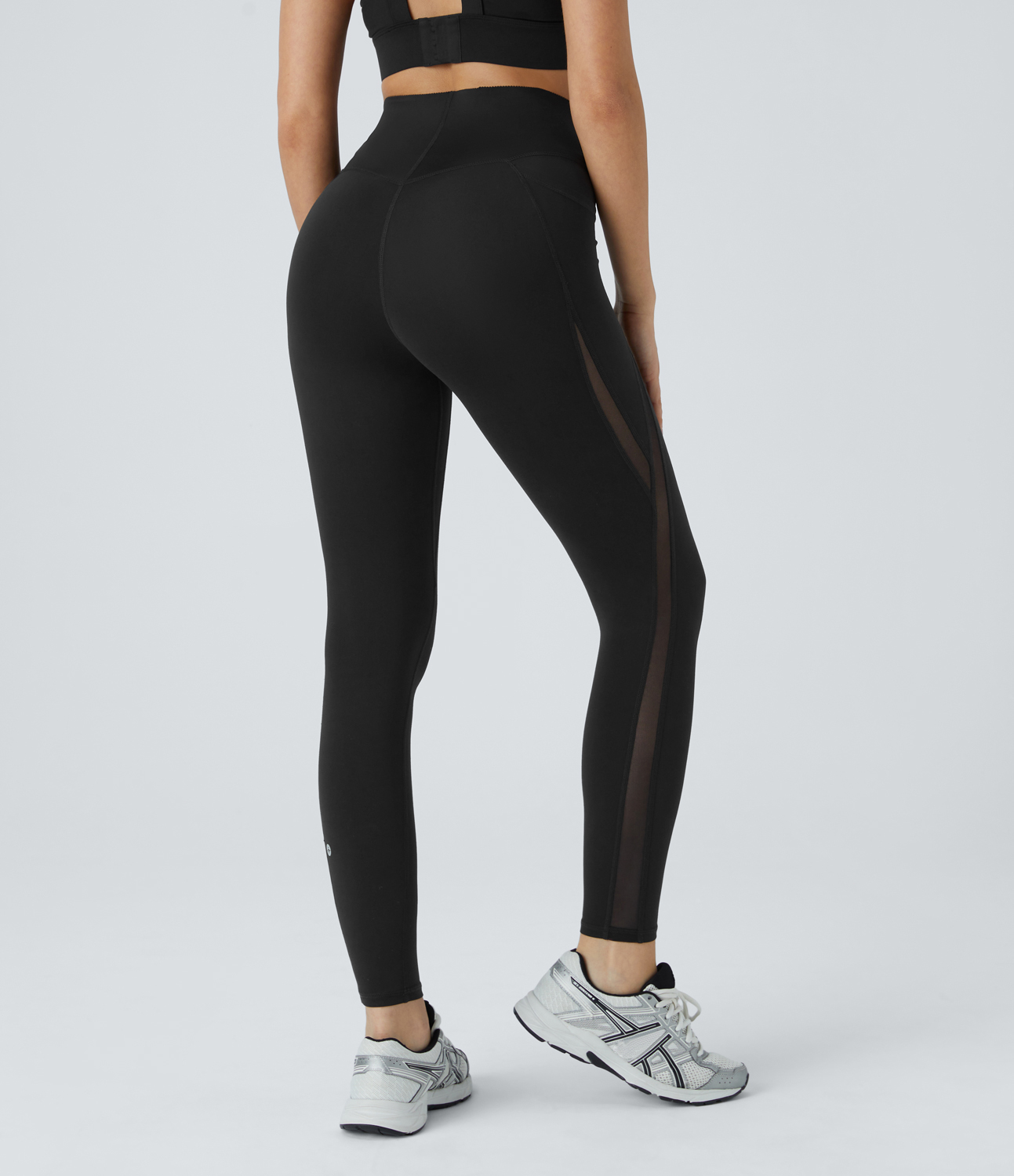 Halara SoCinched High Waisted Antislip Tummy Control Side Pocket Contrast Mesh Quick Dry 7/8 Workout Leggings  - Black - L(7/8) gym leggings 