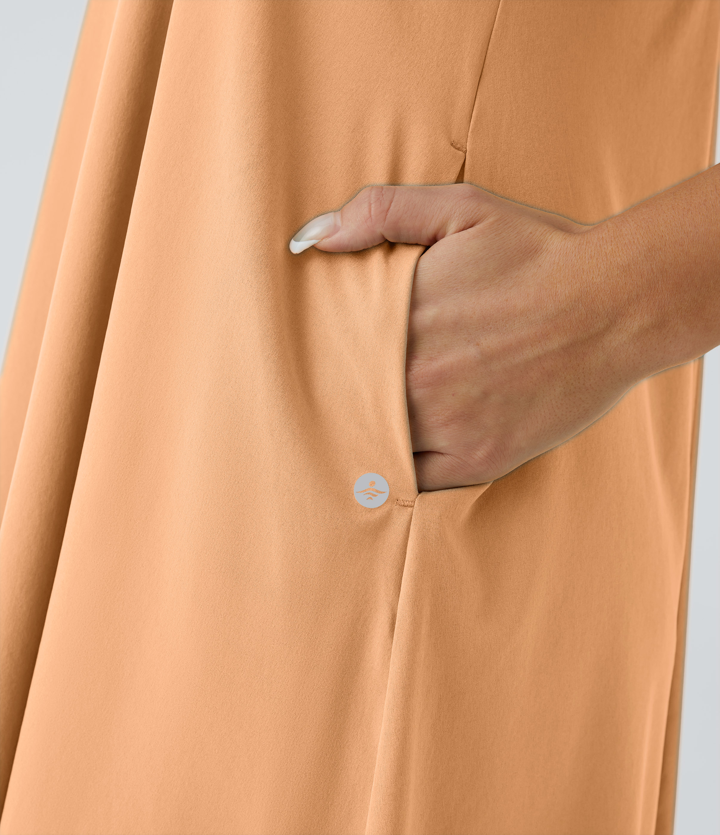 Halara Breezefulв„ў Backless Racerback Side Pocket High Low Flowy Midi Quick Dry Casual Dress Casual Dress - Peach Orange - L slip dress 