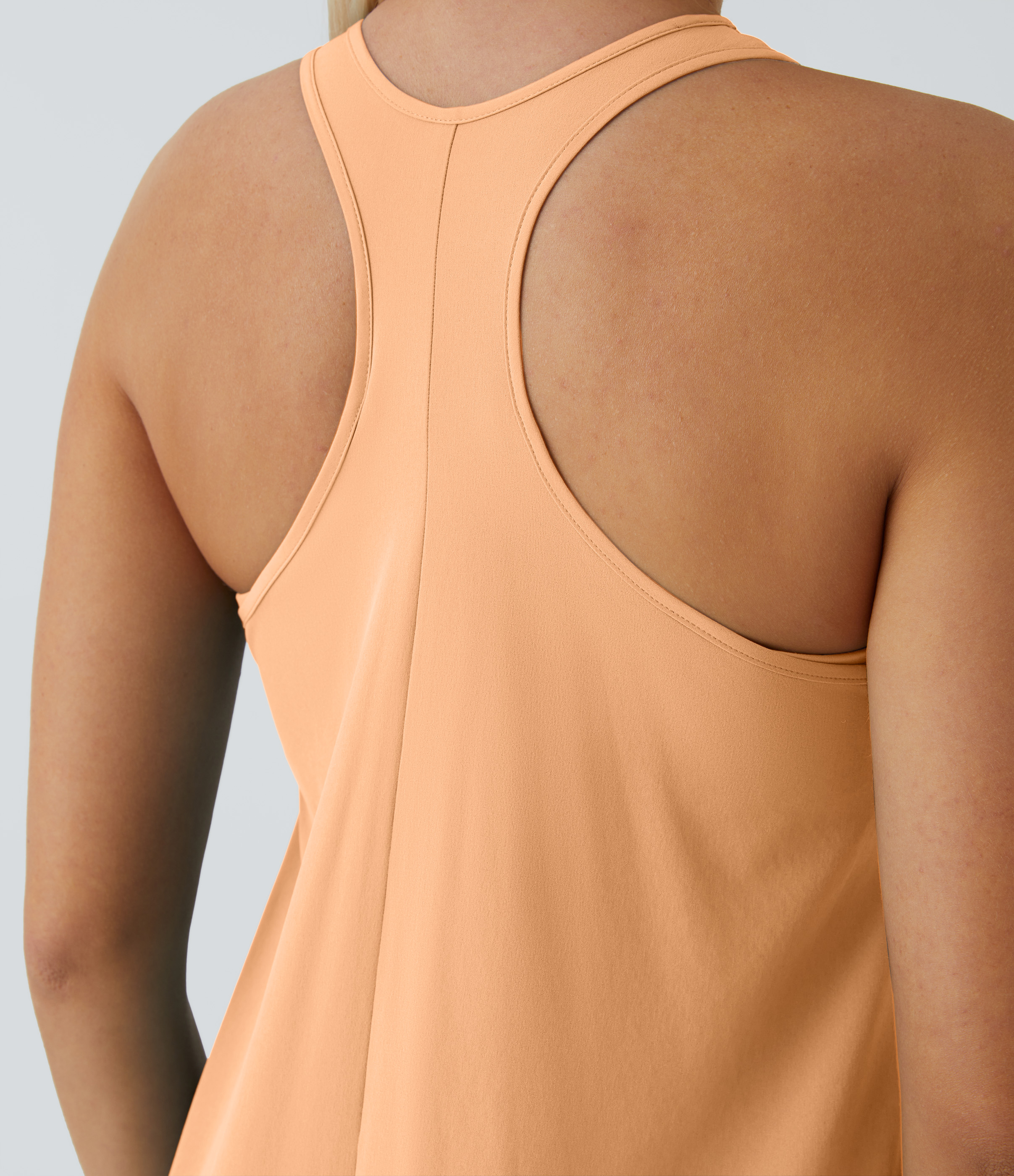 Halara Breezefulв„ў Backless Racerback Side Pocket High Low Flowy Midi Quick Dry Casual Dress Casual Dress - Peach Orange - L slip dress 