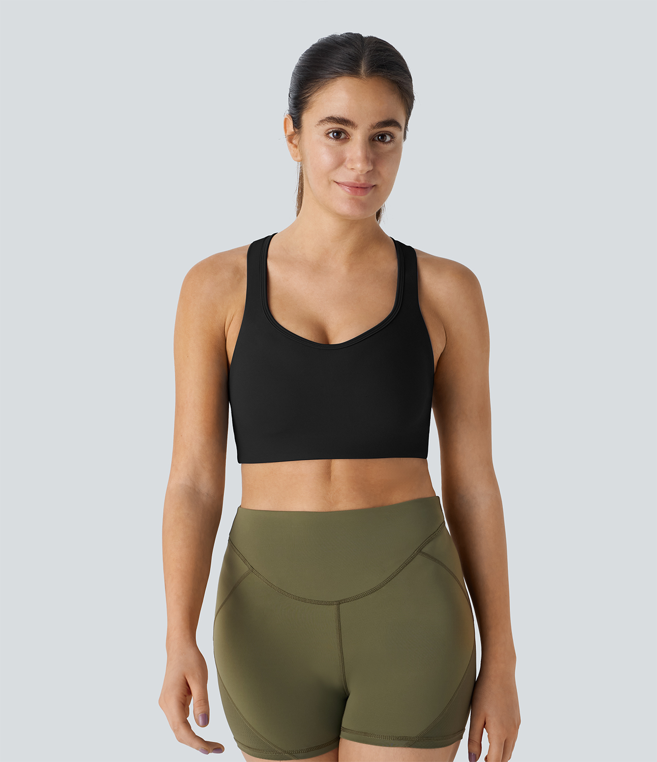 Halara UltraSculpt Medium Support Backless Crisscross Workout Sports Bra  - Black - M push up bra strapless bra backless bra sticky bra 