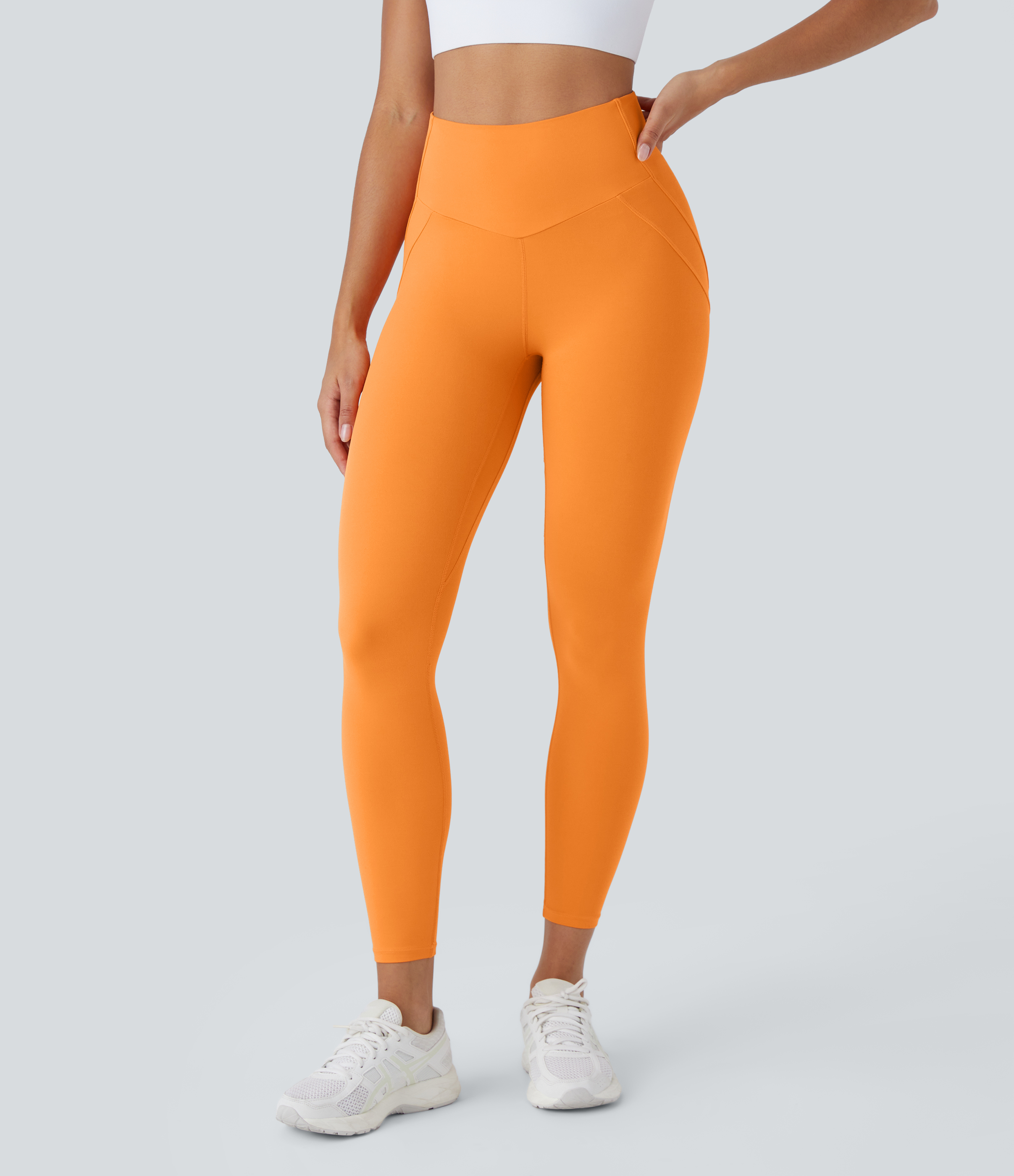 Halara Softlyzeroв„ў High Waisted 7/8 Yoga Leggings  - Sunshine Orange - M(7/8) gym leggings leggings with pockets leggings with butt lift 