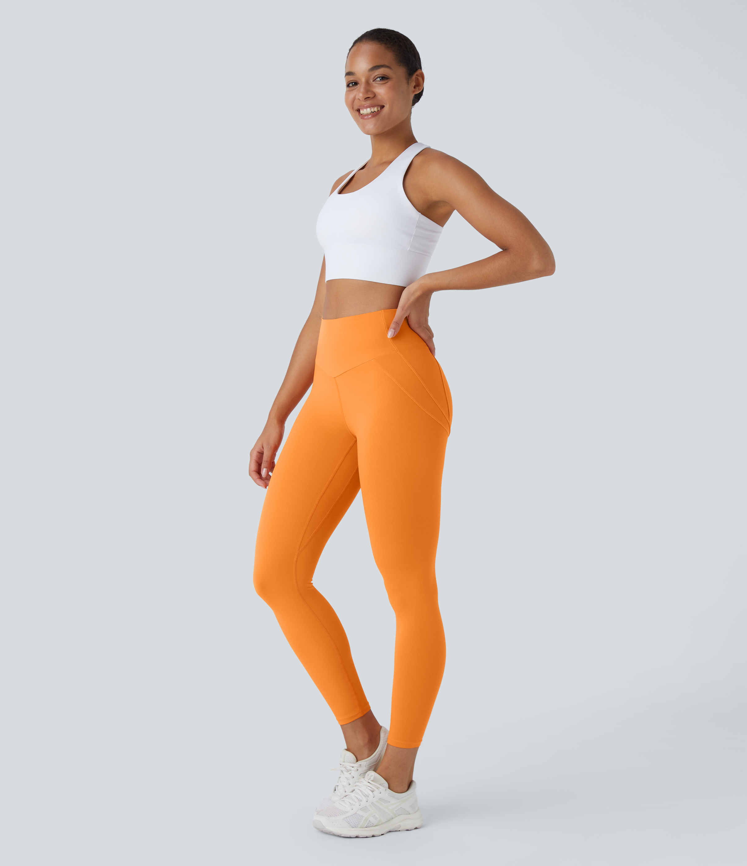 Halara Softlyzeroв„ў High Waisted 7/8 Yoga Leggings  - Sunshine Orange - M(7/8) gym leggings leggings with pockets leggings with butt lift 