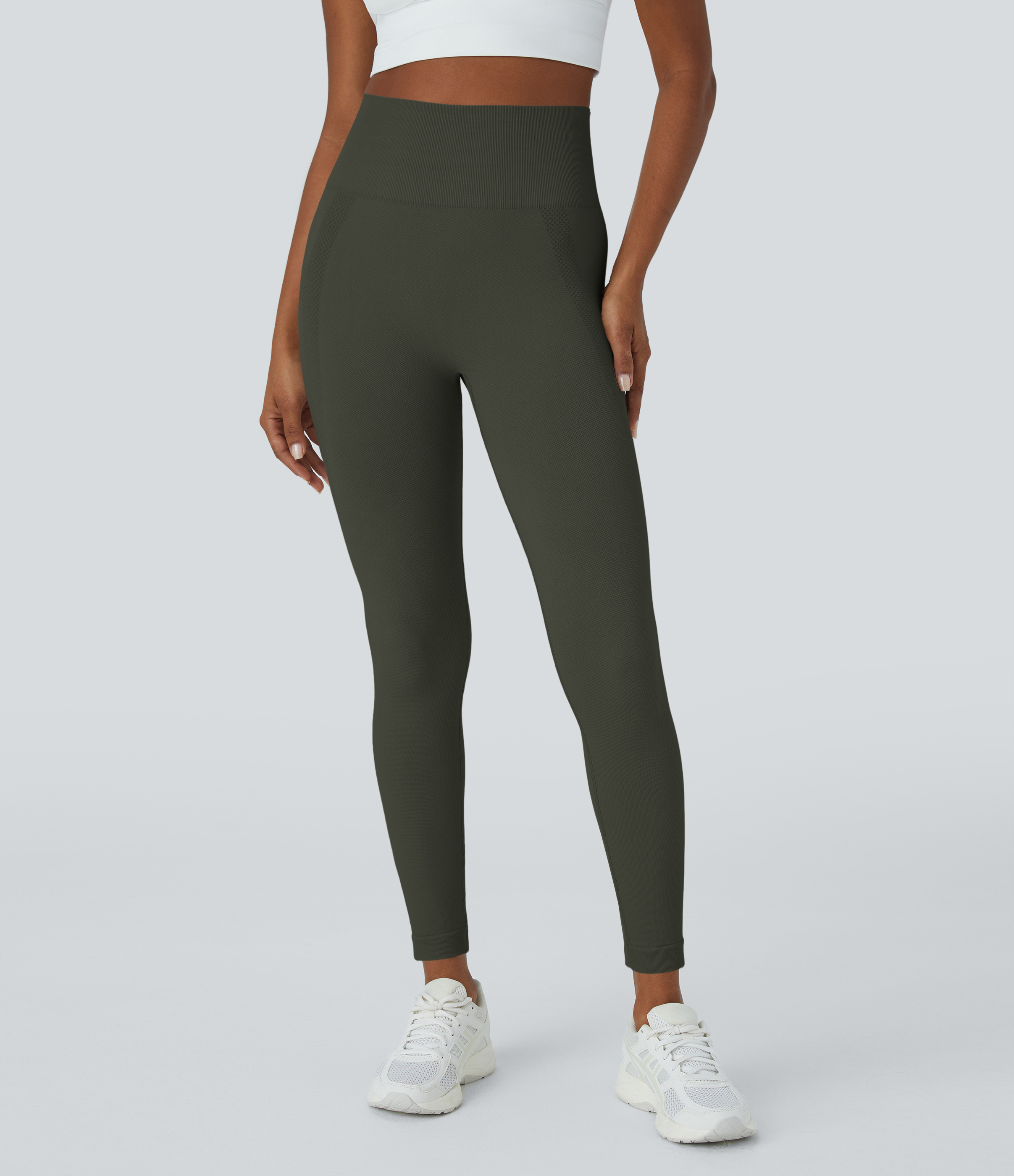 Halara Seamless Flow High Waisted Ruched 7/8 Yoga Leggings  - Forest Night - M(7/8) gym leggings leggings with pockets 