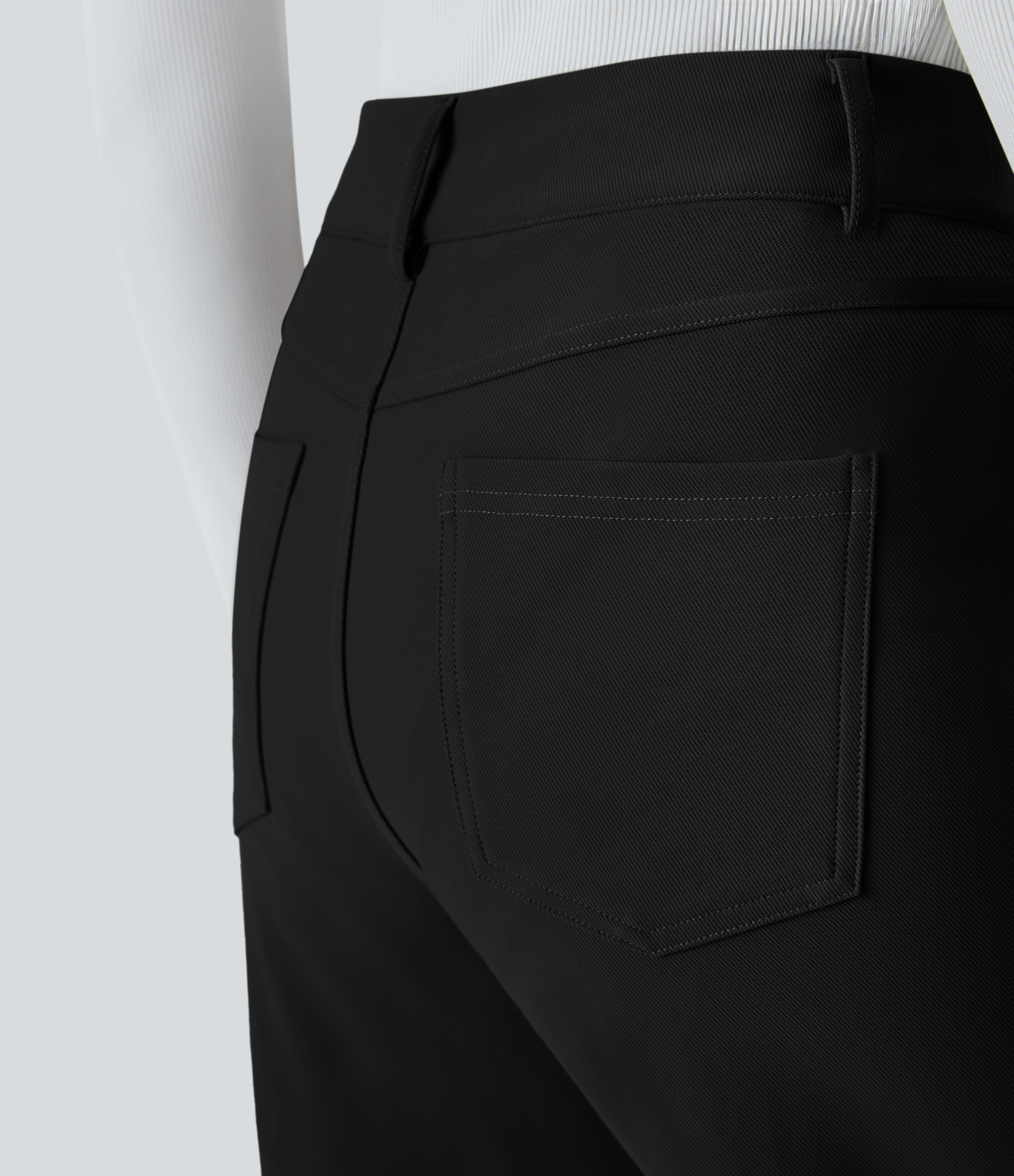 Halara Halara Flexв„ў High Waisted Button Zipper Multiple Pockets Straight Leg Twill Work Pants  - Black - S(regular) sweatpants jogger pants 