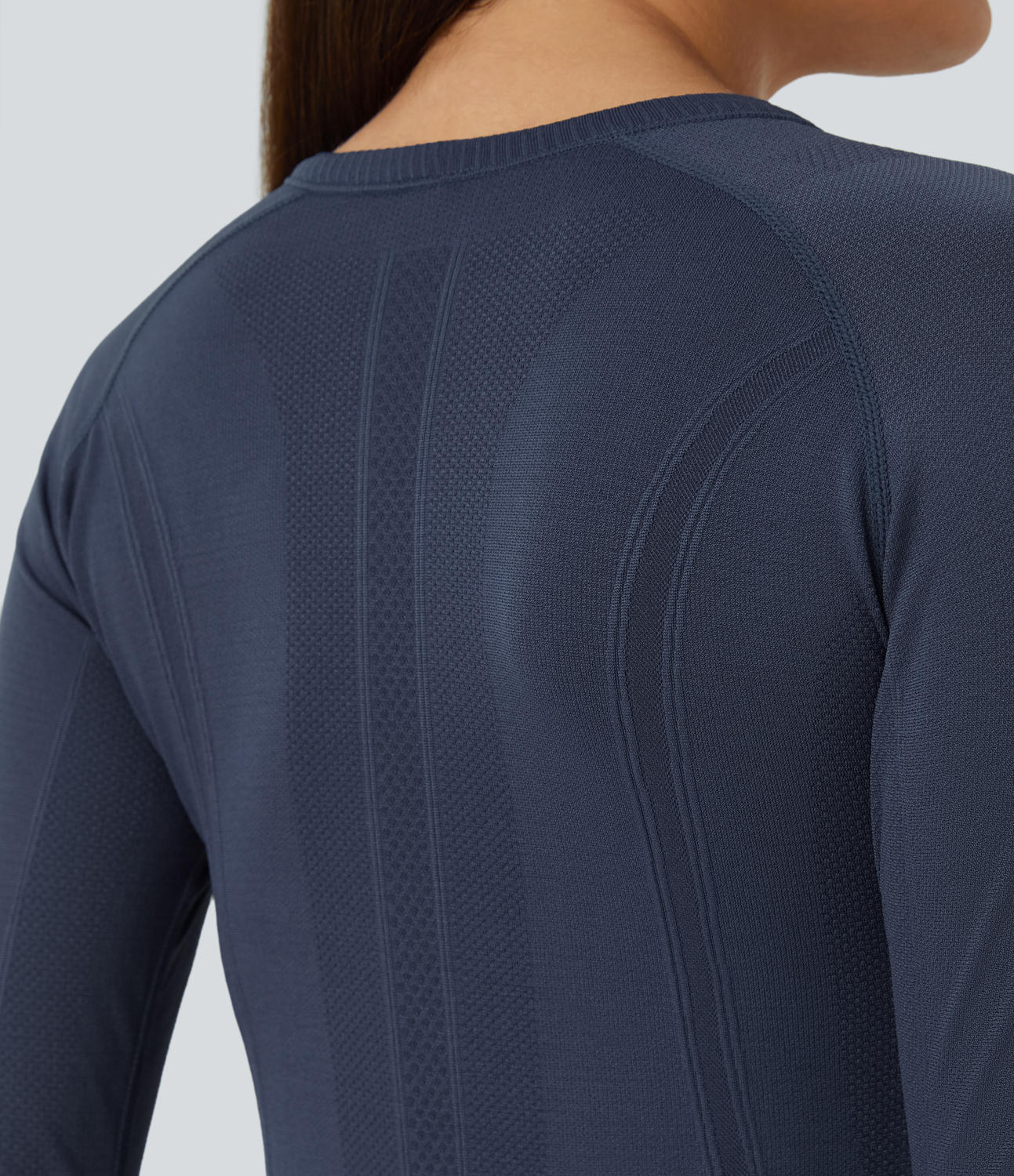Halara Breathable Round Neck Thumb Hole Sports Top  - Blue Grey - L 