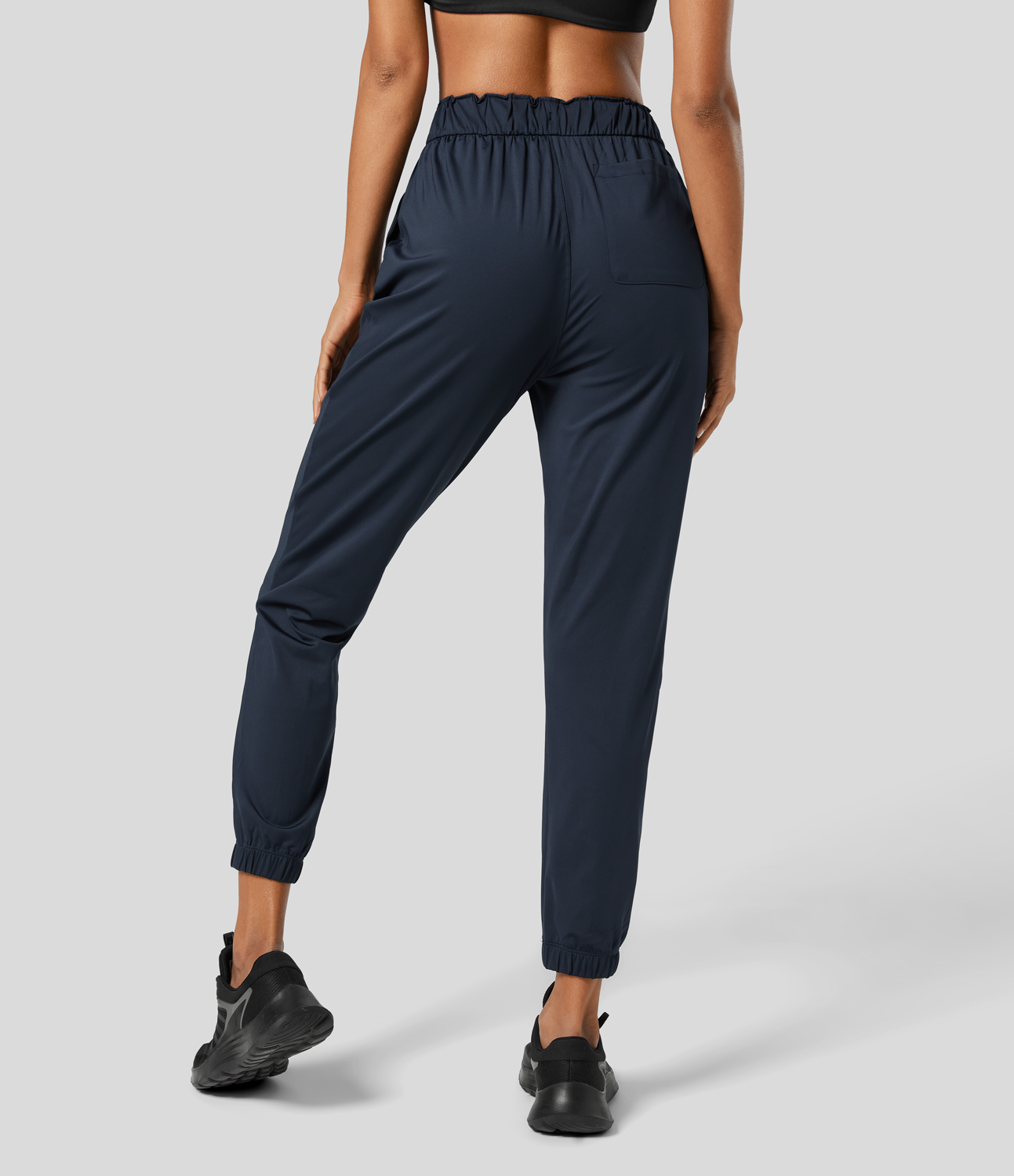 Halara Mid Rise Drawstring Side Pocket Yoga Joggers  - Fog Grey Blue - M 