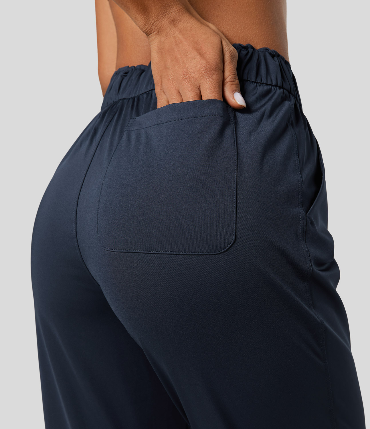 Halara Mid Rise Drawstring Side Pocket Yoga Joggers  - Fog Grey Blue - M 