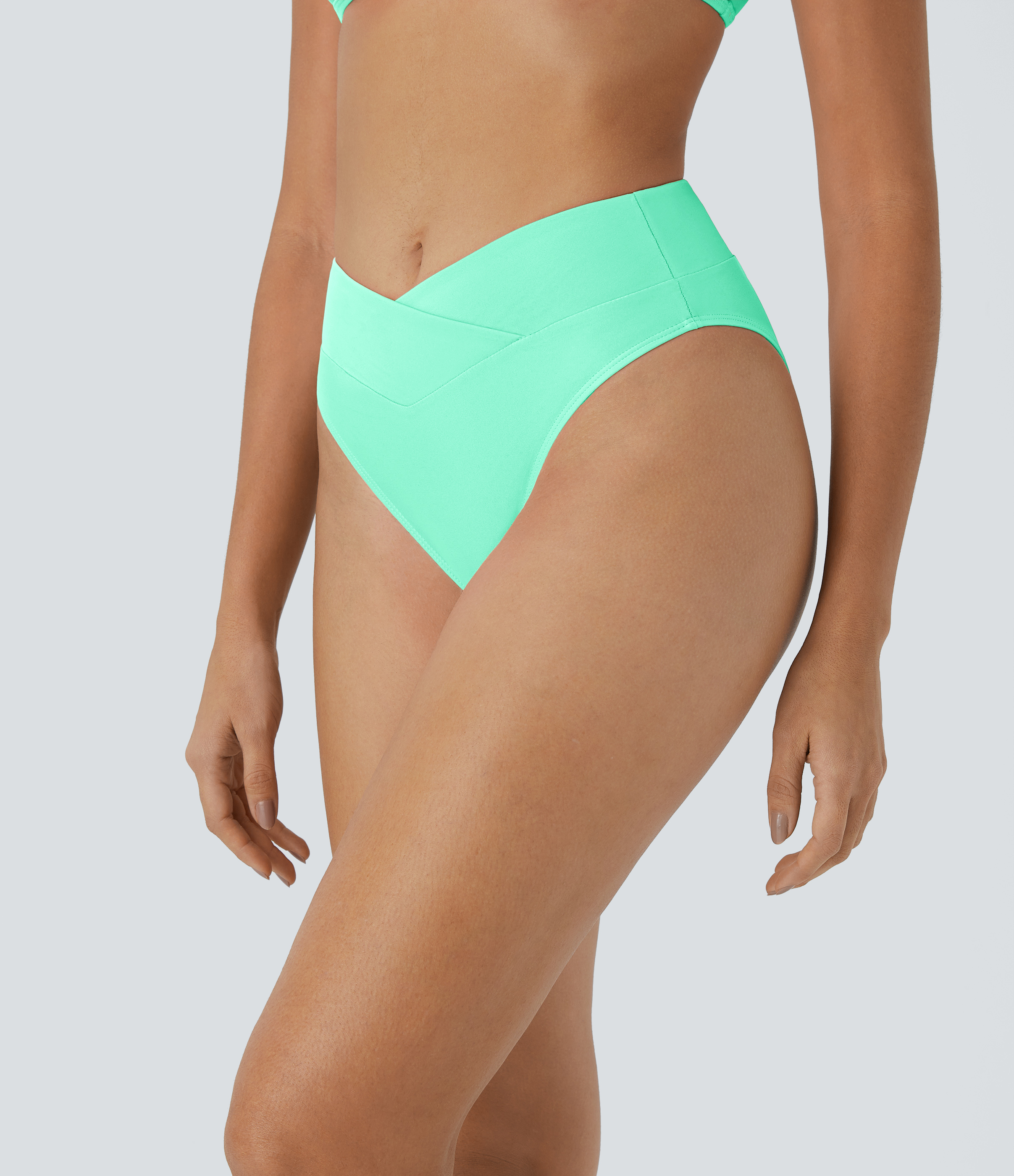 Halara Crossover Bikini Bottom Swimsuit  - Fresh Green Onion - S 