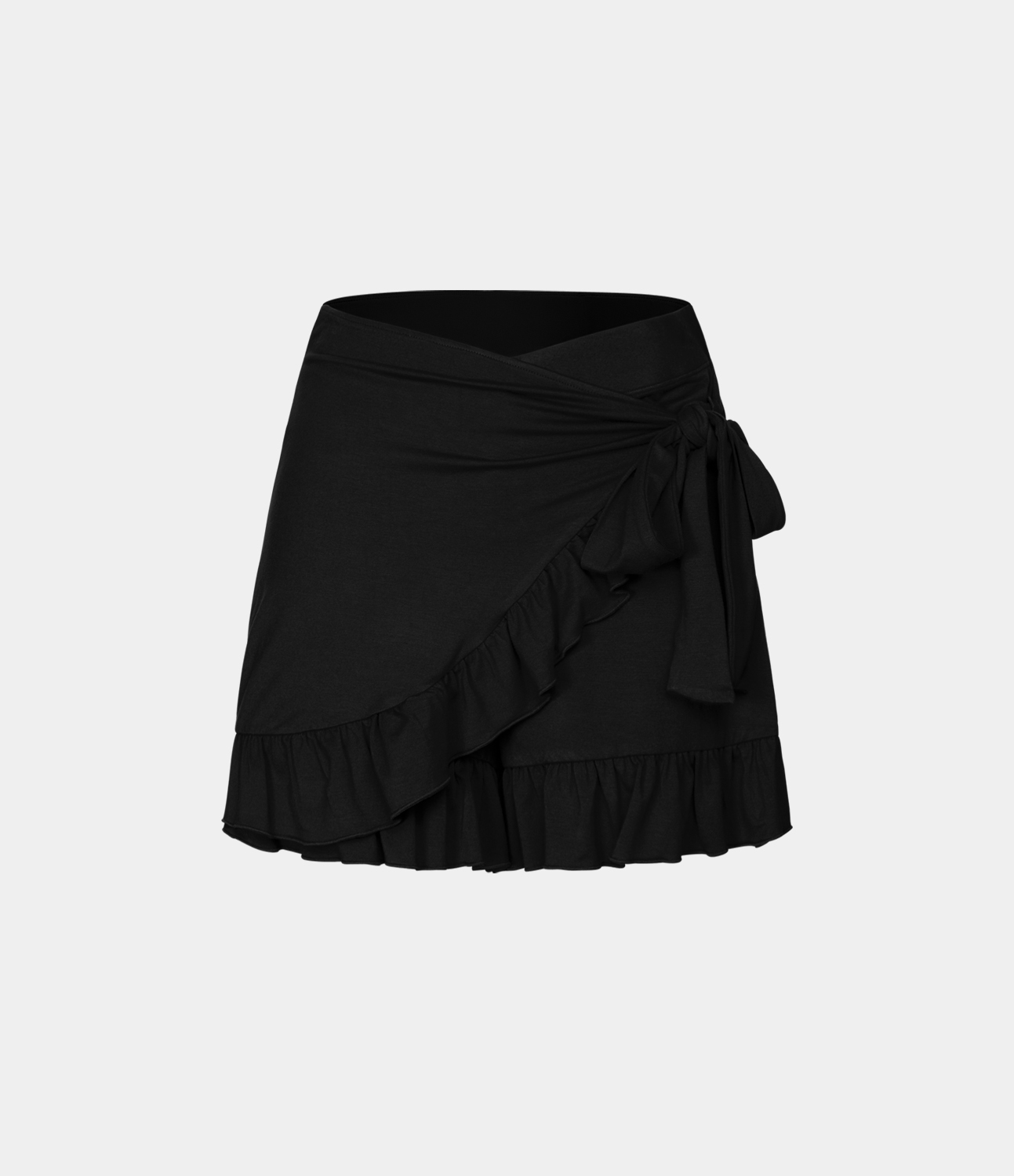 

Halara High Waisted Tie Side Ruffle Hem Flowy Casual Shorts 3.5" - Black