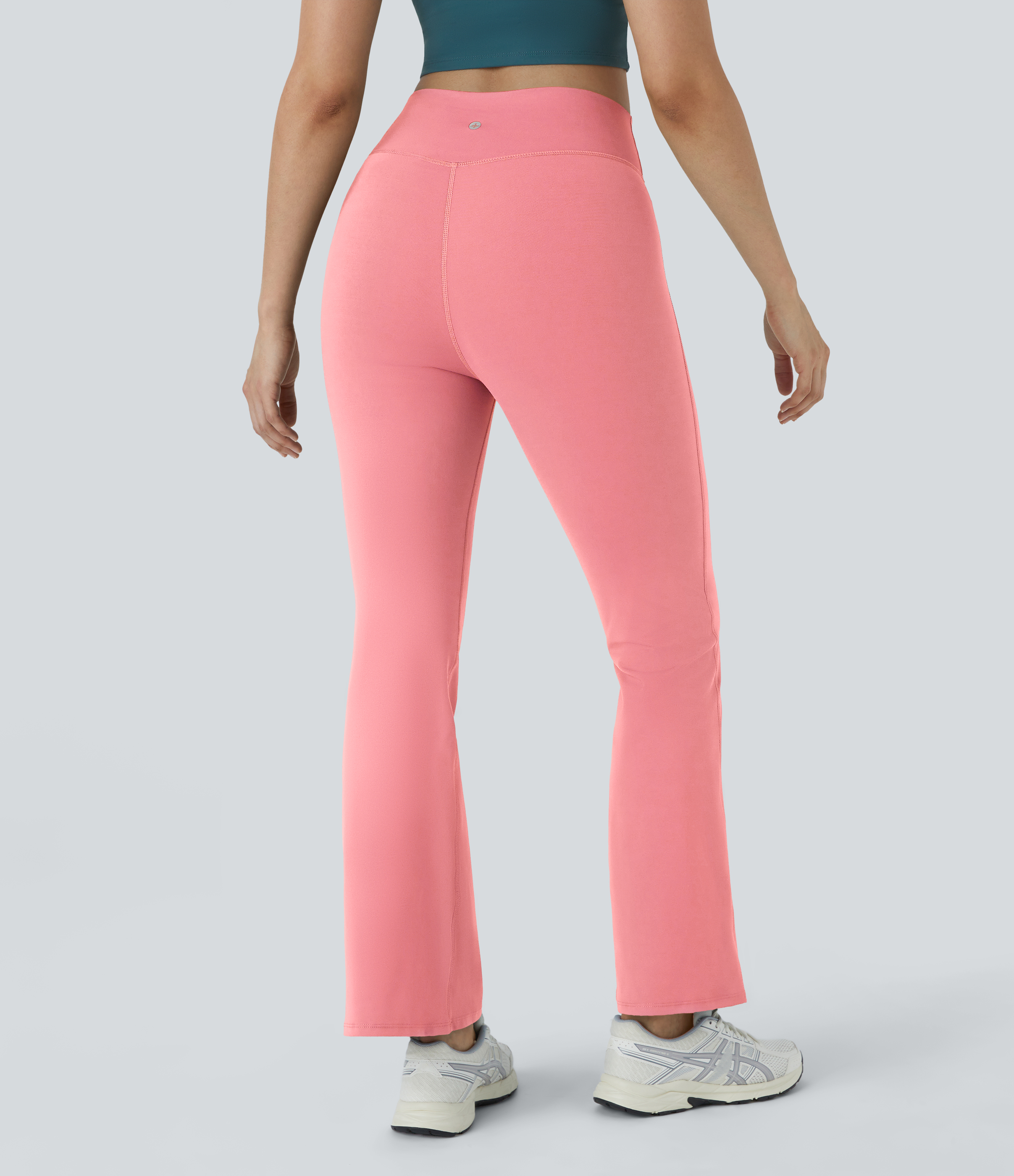 Halara High Waisted Crossover Flare Yoga Leggings  - Candy Pink - L(petite) gym leggings leggings with pockets leggings with butt lift 