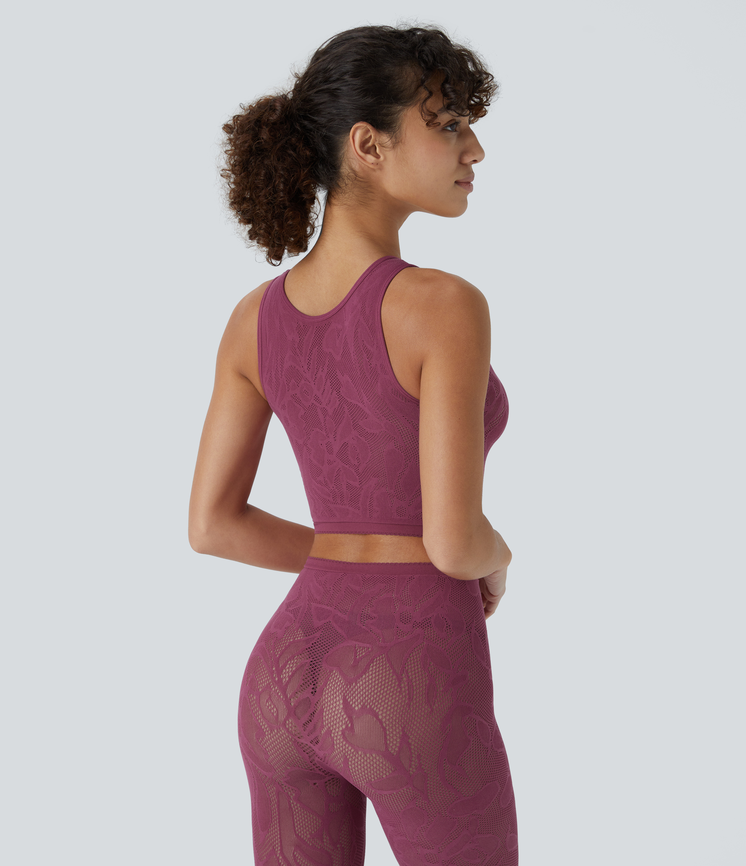 Halara Seamless Flow Cut Out Cropped Casual Tank Top Tank Top - Violet Quartz - One Size golf tops halter top tunic tops sleeveless tops 