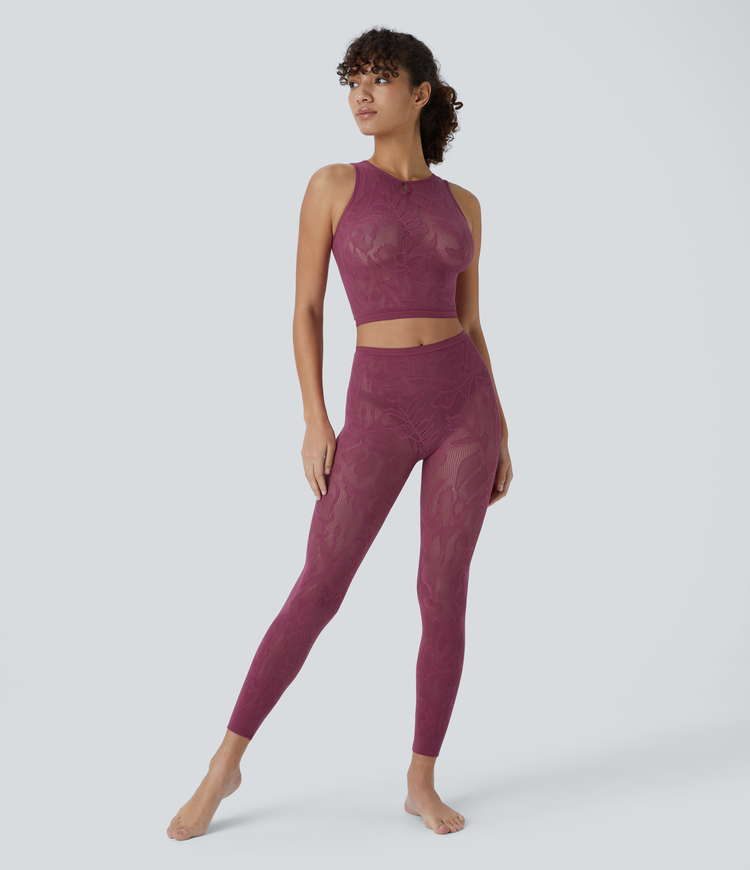 Halara Seamless Flow Cut Out Cropped Casual Tank Top Tank Top - Violet Quartz - One Size golf tops halter top tunic tops sleeveless tops 