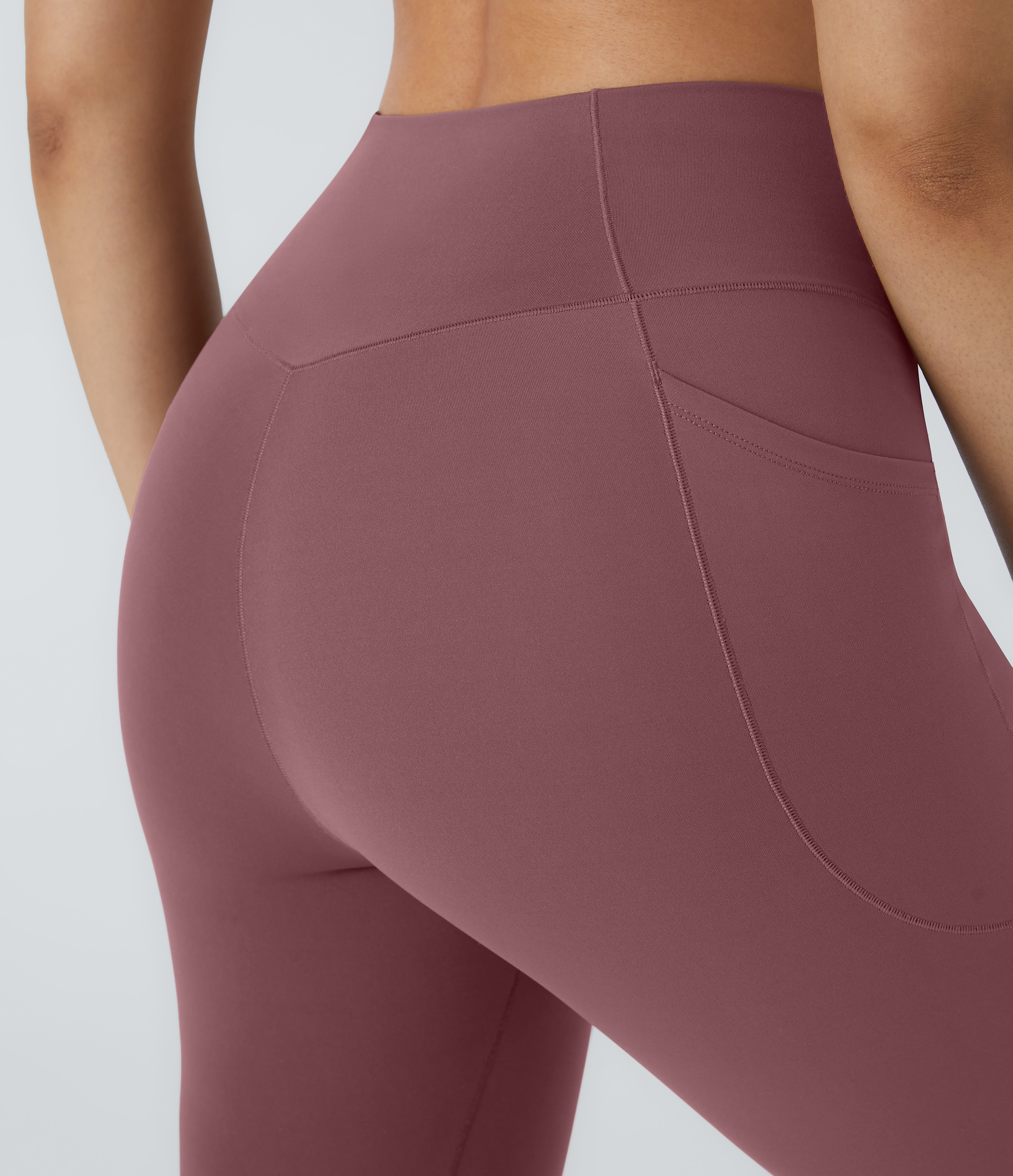 Halara PatitoffВ® 2.0 Pet Hair Resistant High Waisted Crossover Side Pocket Yoga Leggings  - Red Mahogany - L(7/8) gym leggings 
