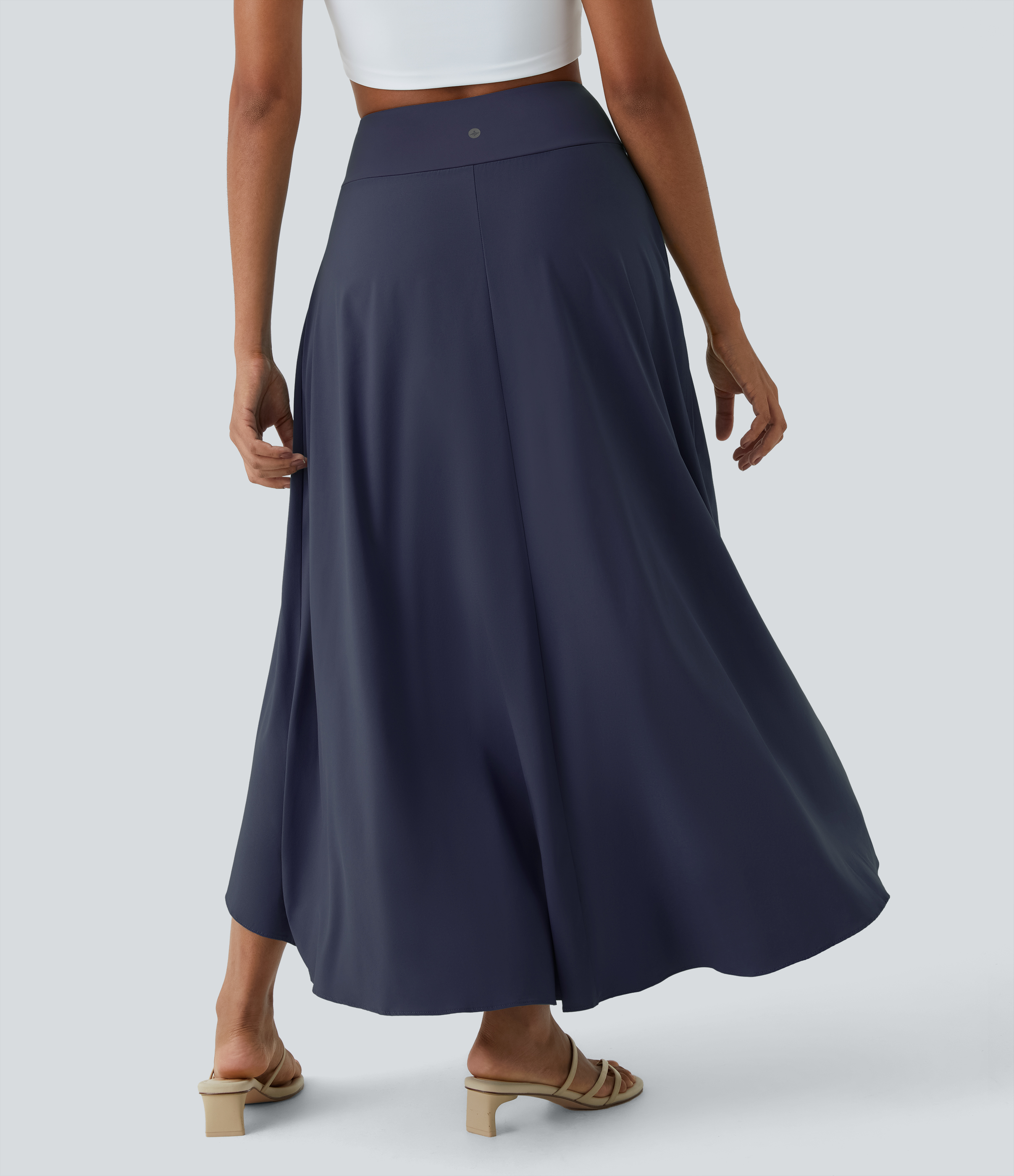 Halara Breezefulв„ў High Waisted High Low Ruffle 2-in-1 Flowy Quick Dry Casual Regular Maxi Skirt  - Black Diamond Blue - XS(regular) 