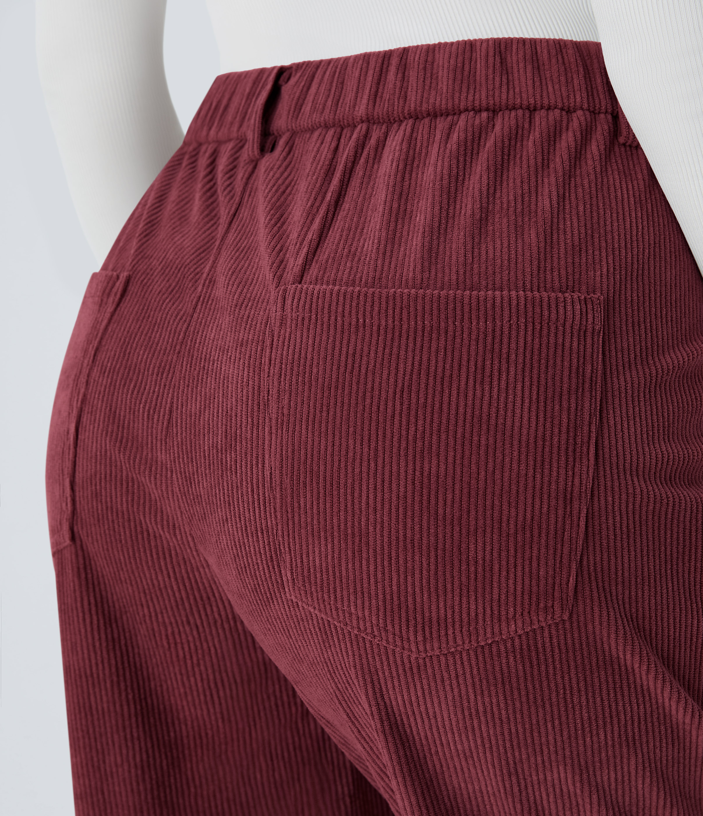 Halara Mid Rise Button Zipper Multiple Pockets Corduroy Casual Joggers  - Pomegranate - S(regular) 