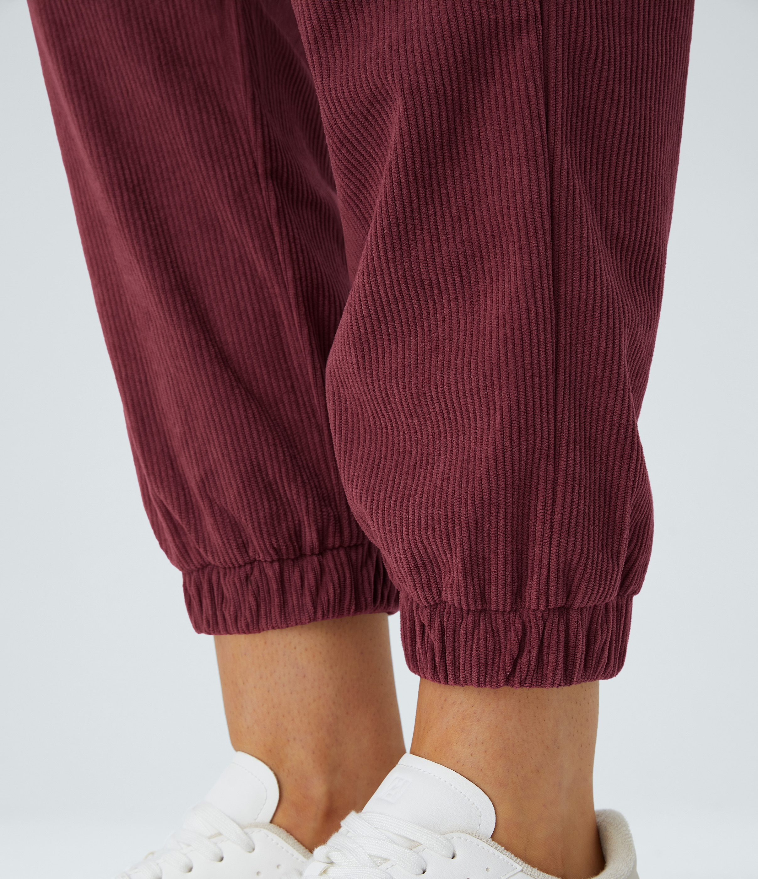 Halara Mid Rise Button Zipper Multiple Pockets Corduroy Casual Joggers  - Pomegranate - S(regular) 