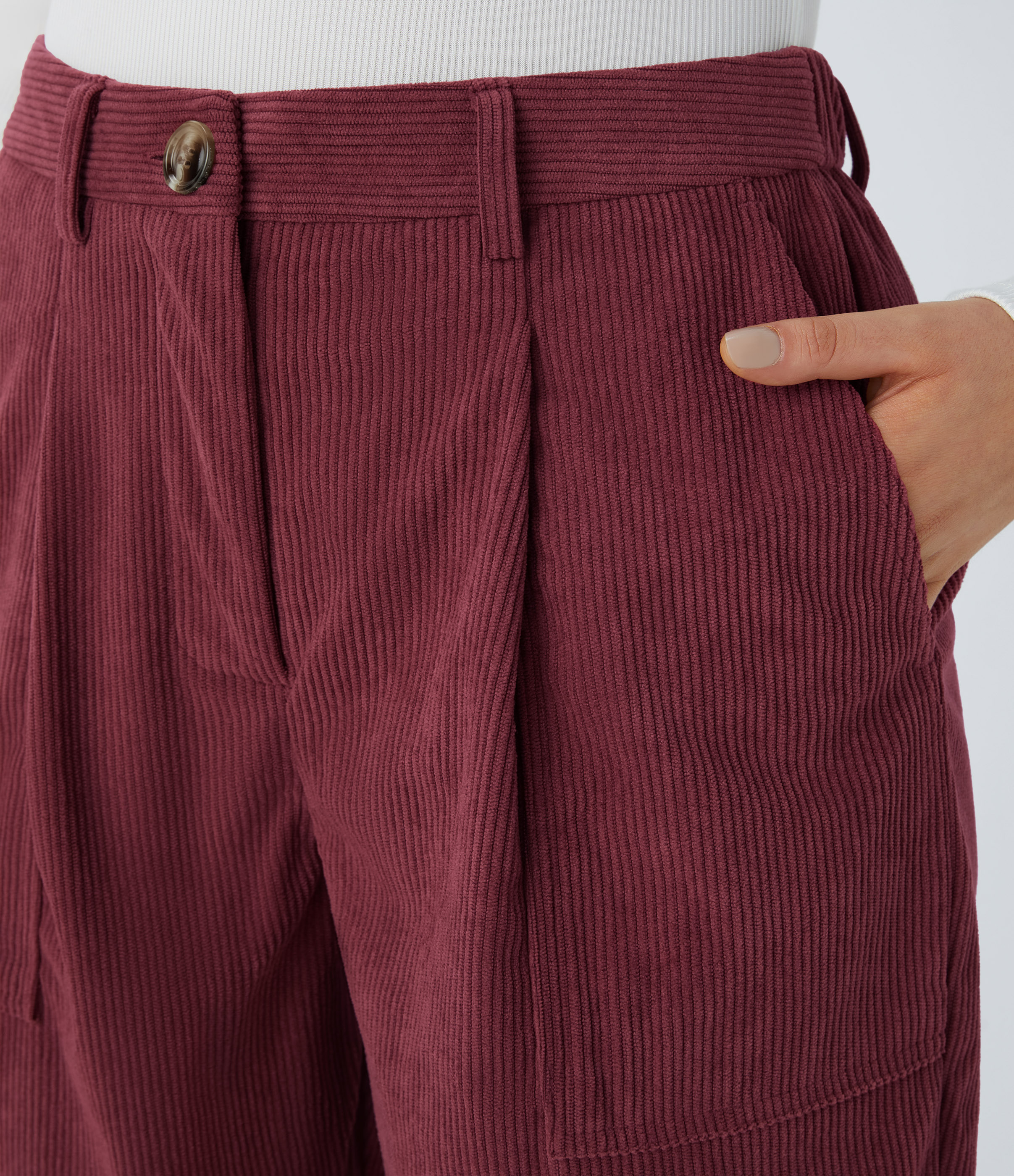 Halara Mid Rise Button Zipper Multiple Pockets Corduroy Casual Joggers  - Pomegranate - S(regular) 