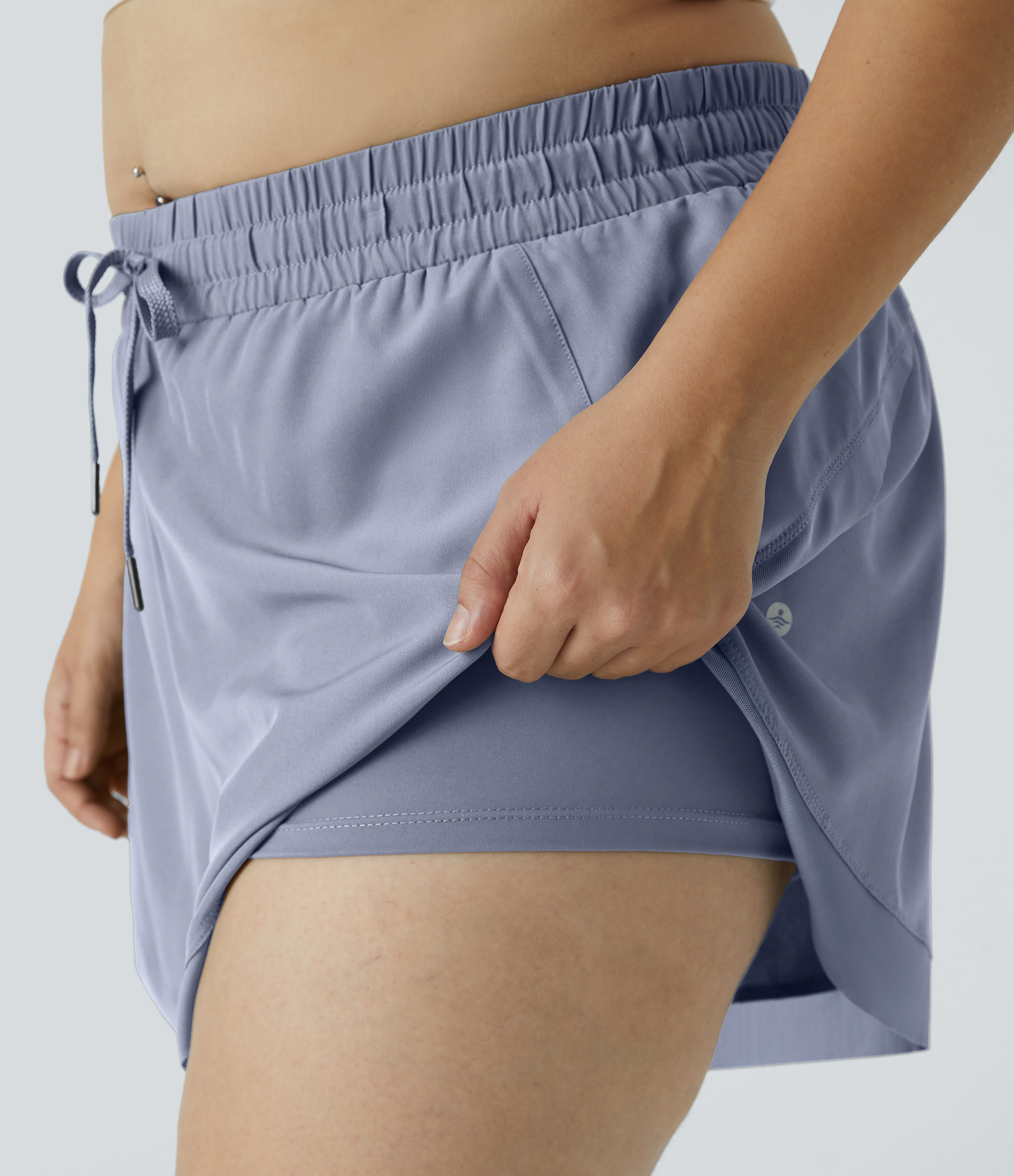 Halara Drawstring Contrast Mesh 2-in-1 Plus Size Shorts 4