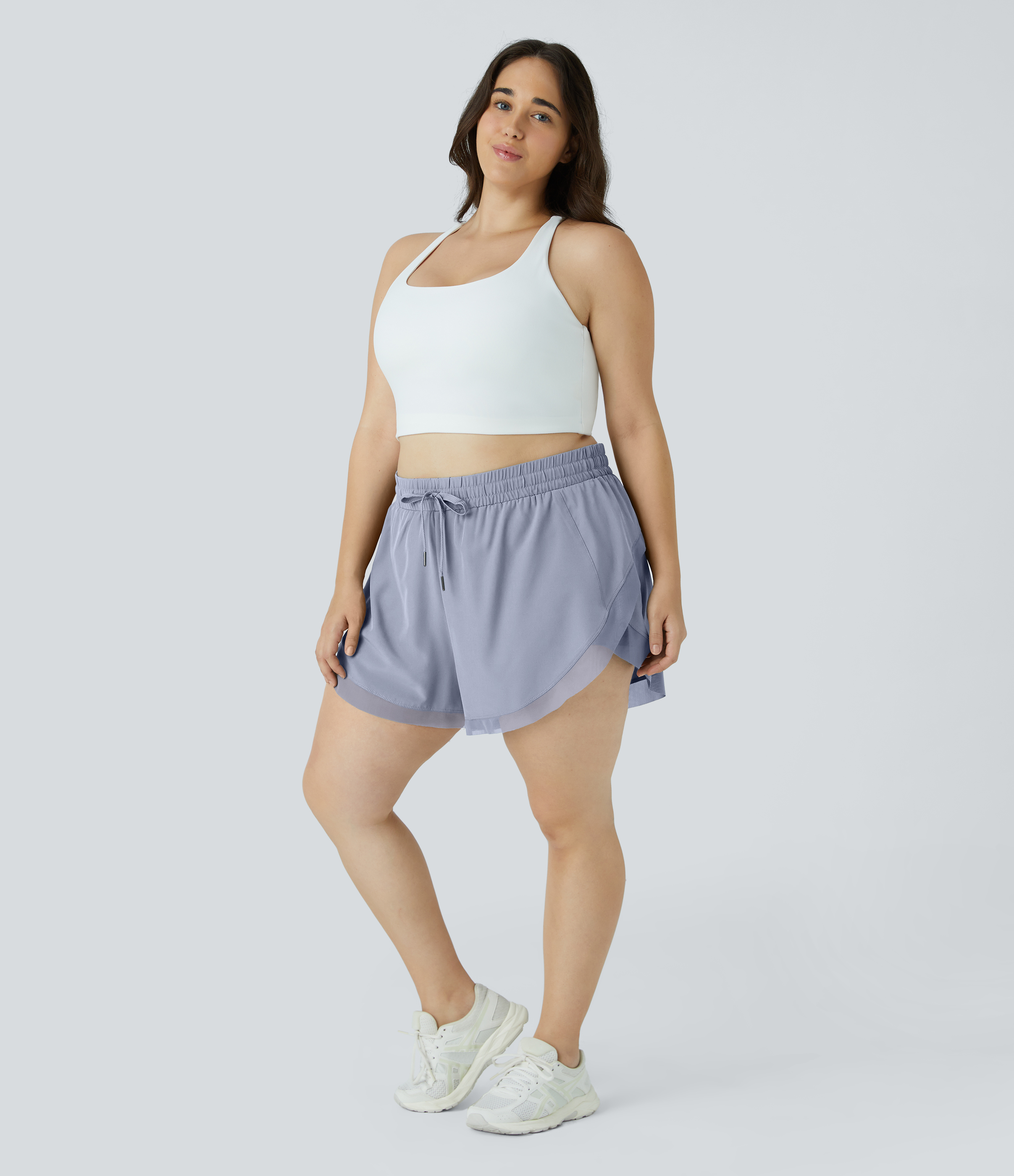 Halara Drawstring Contrast Mesh 2-in-1 Plus Size Shorts 4