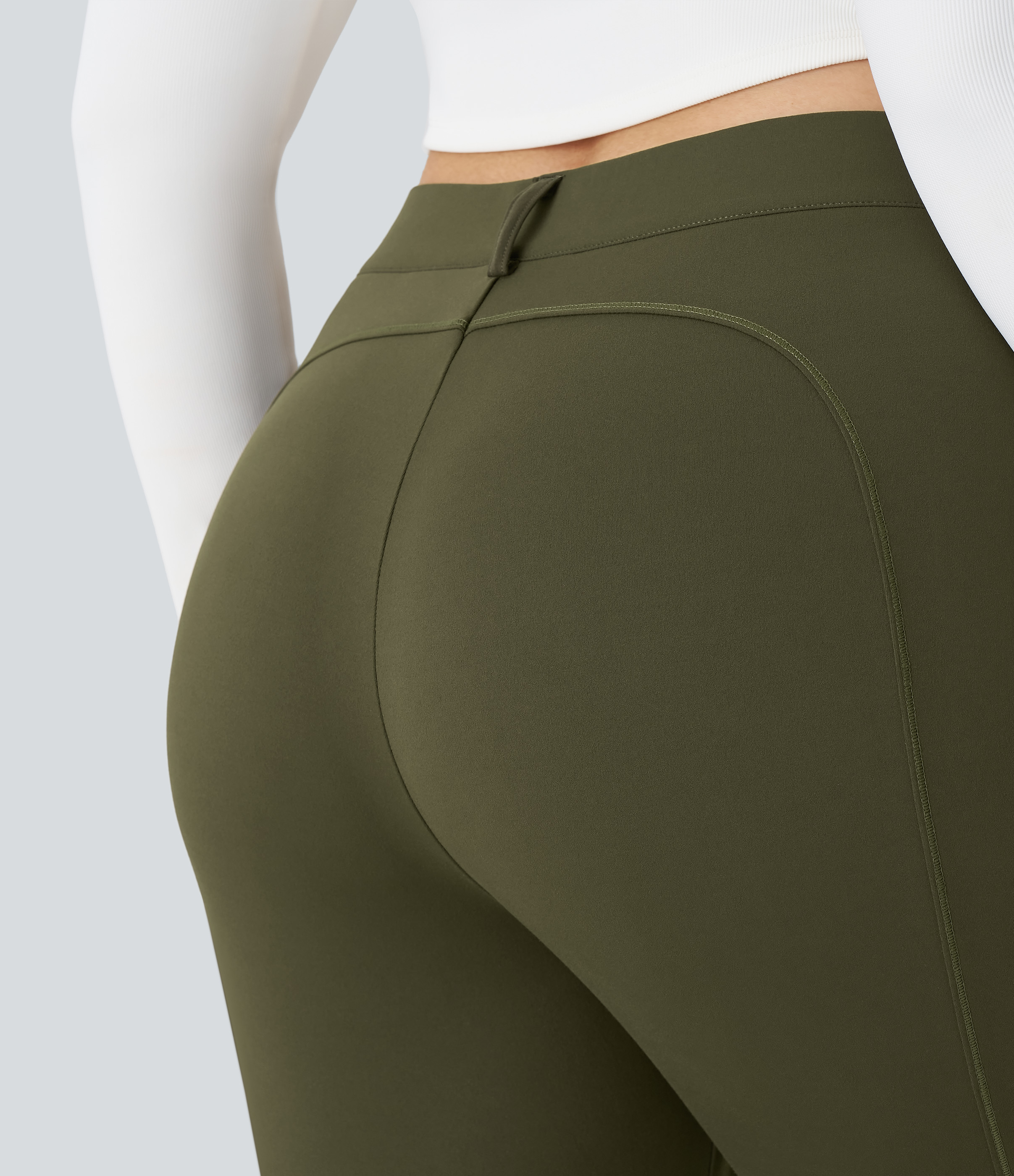 Halara High Waisted Button Zipper Multiple Pockets Solid Slim Hiking Plus Size Cargo Pants  - Forest Night - 3X(regular) 