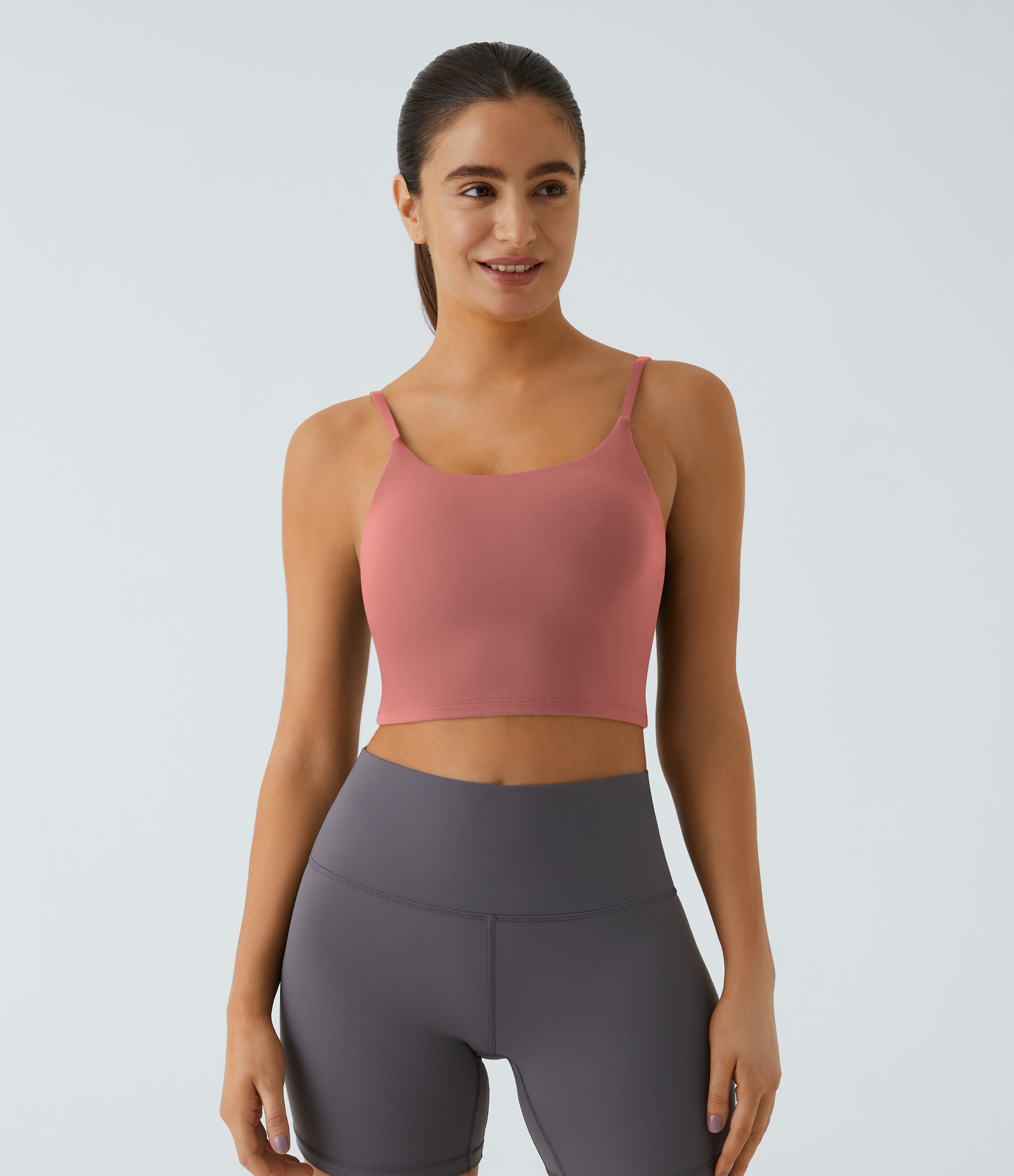 Halara Basic Padded Workout Cropped Tank Top Tank Top - Dusty Rose - XS golf tops halter top tunic tops sleeveless tops backless top 