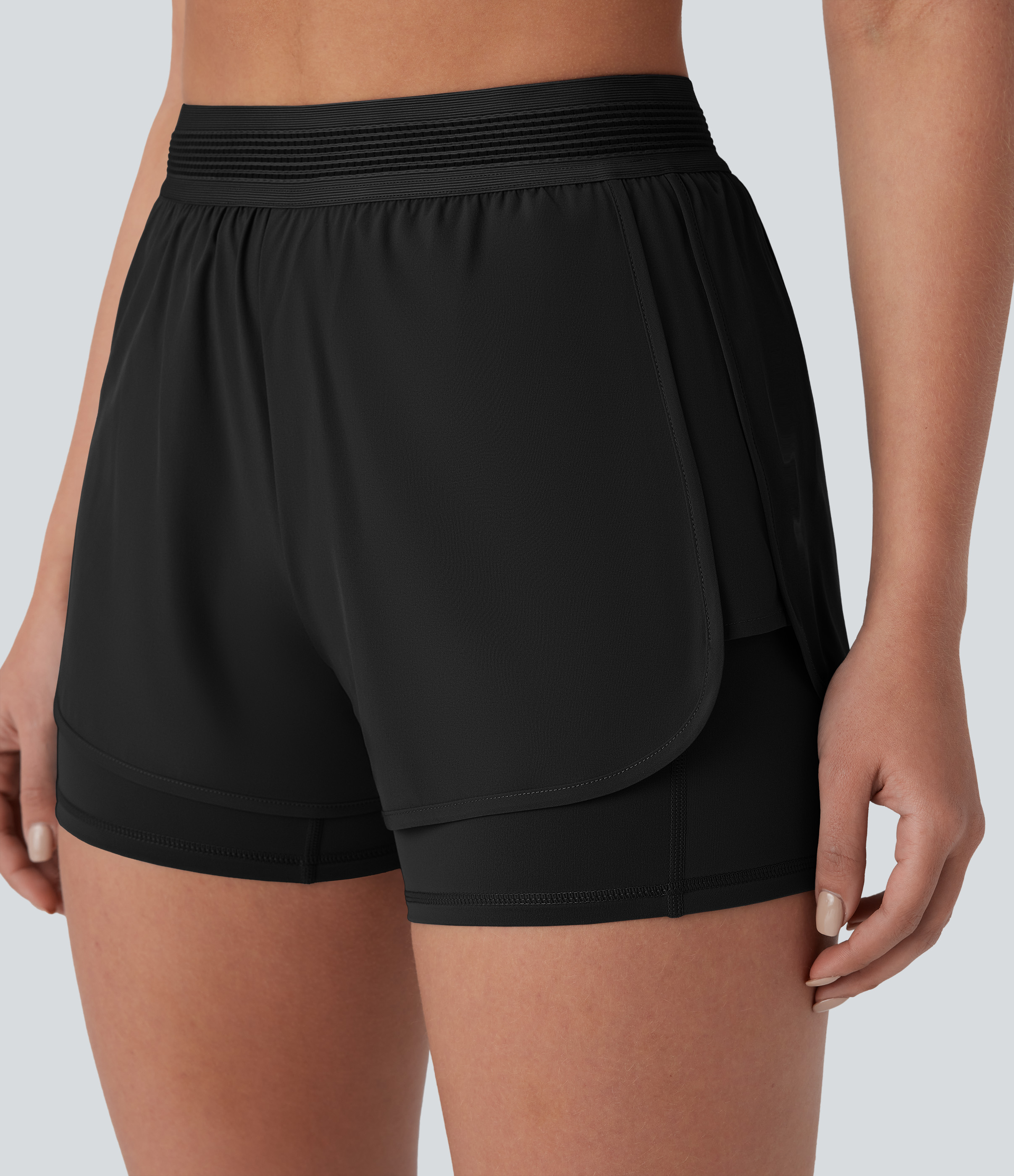 Halara Breezefulв„ў Mid Rise 2-in-1 Side Pockets Quick Dry Running Shorts Gym Short - Black - XL booty shorts compression shorts yoga shorts 