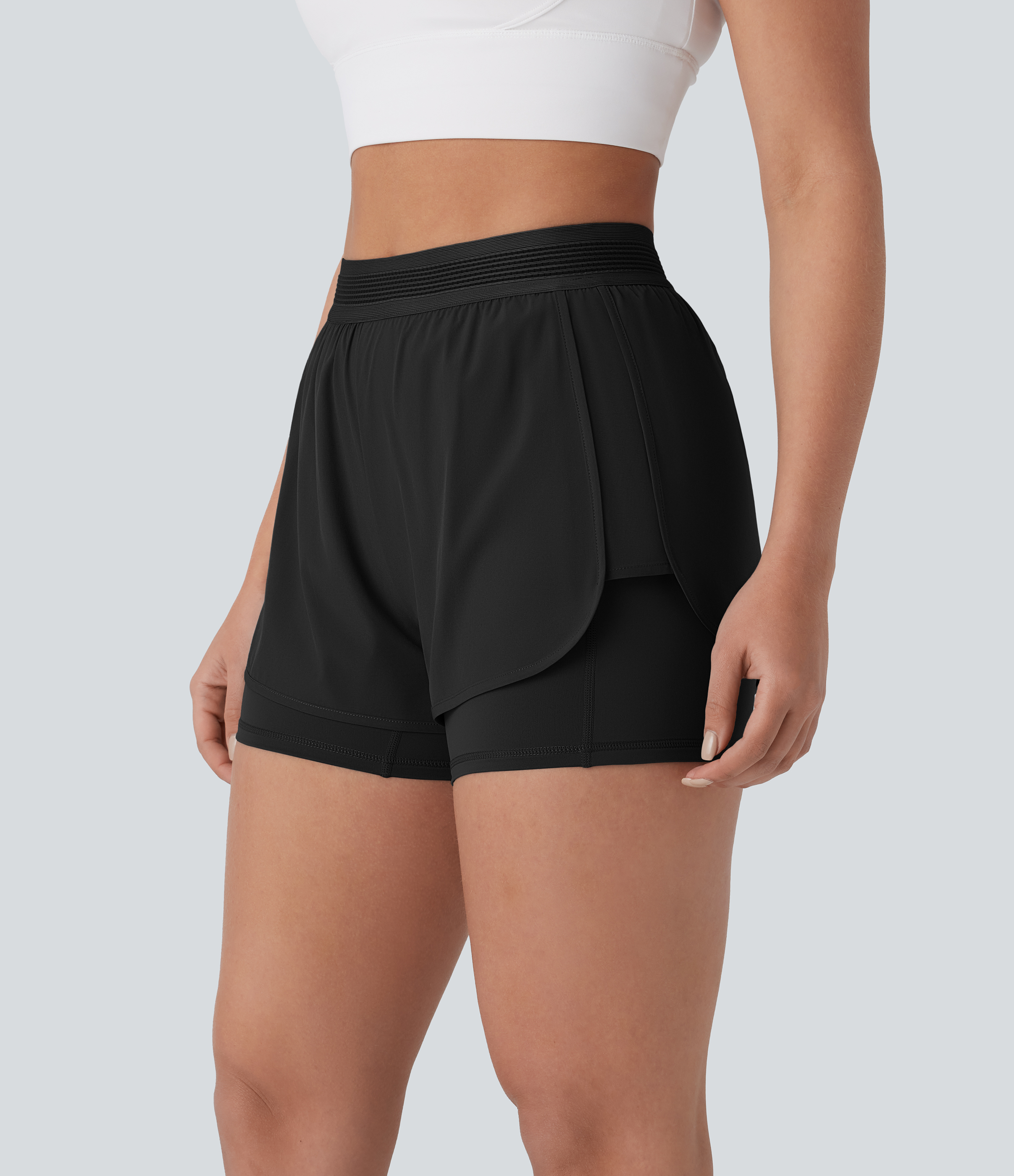 Halara Breezefulв„ў Mid Rise 2-in-1 Side Pockets Quick Dry Running Shorts Gym Short - Black - XL booty shorts compression shorts yoga shorts 