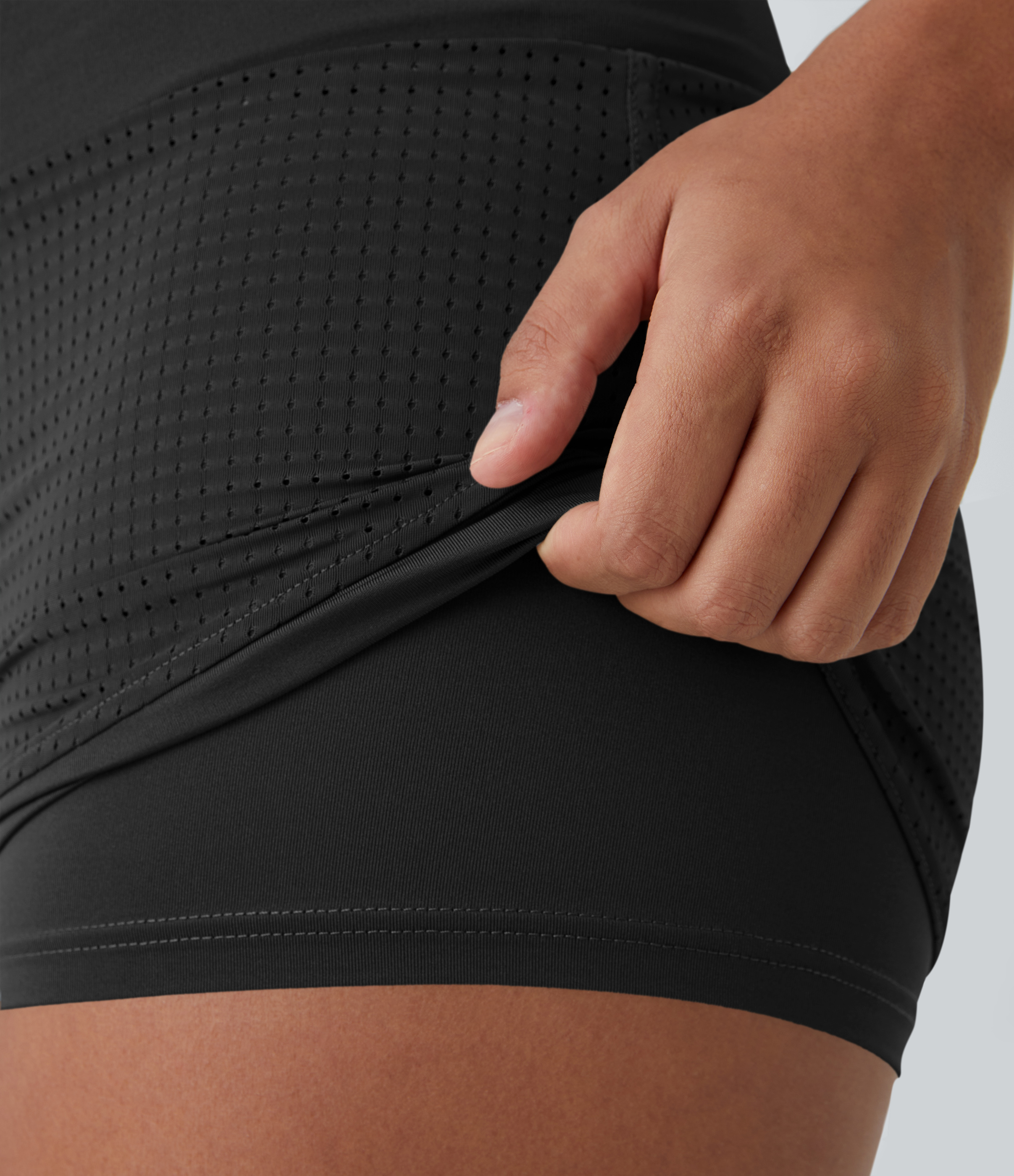 Halara High Waisted Mesh Back Waistband Pocket 2-in-1 Casual Shorts 2