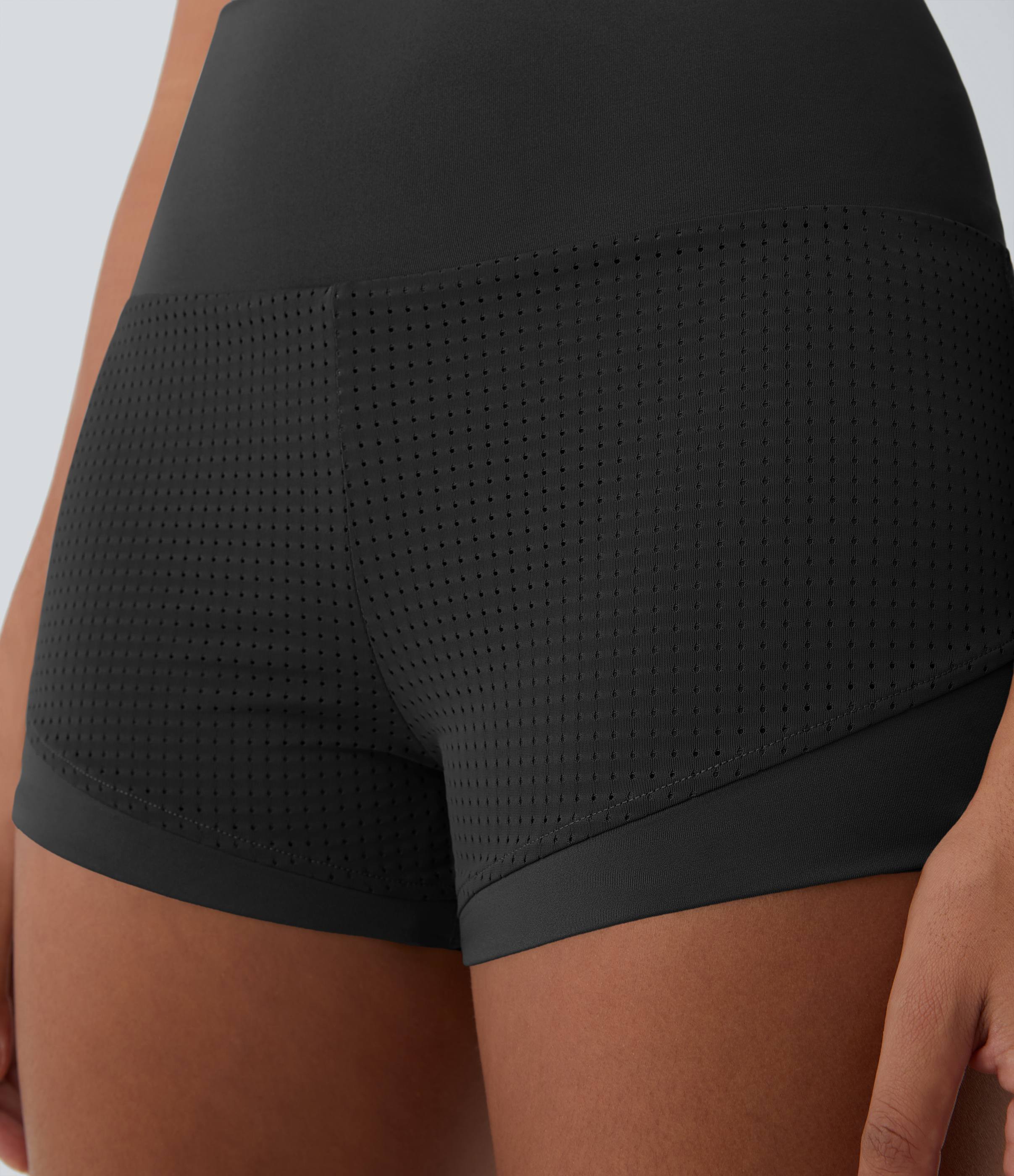 Halara High Waisted Mesh Back Waistband Pocket 2-in-1 Casual Shorts 2
