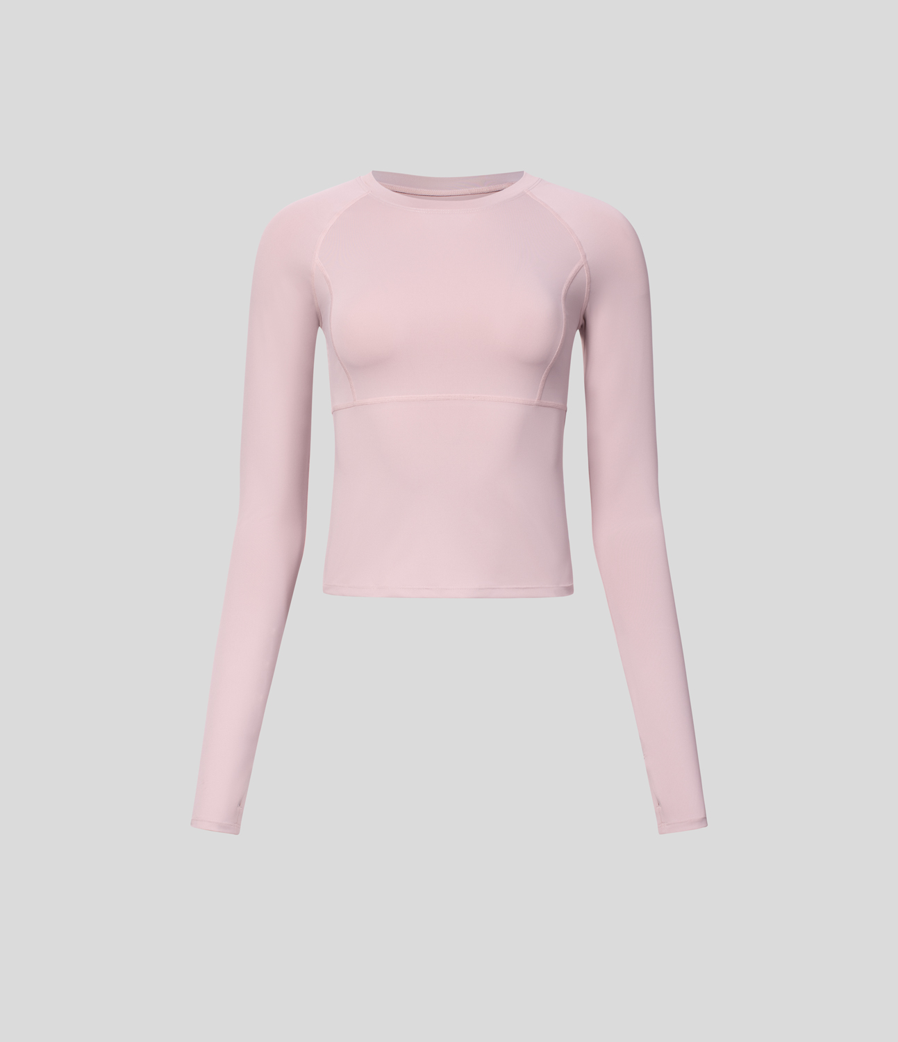 Halara Solid Thumb Hole Yoga Sports Top  - Pale Lilac - XL(Long) 