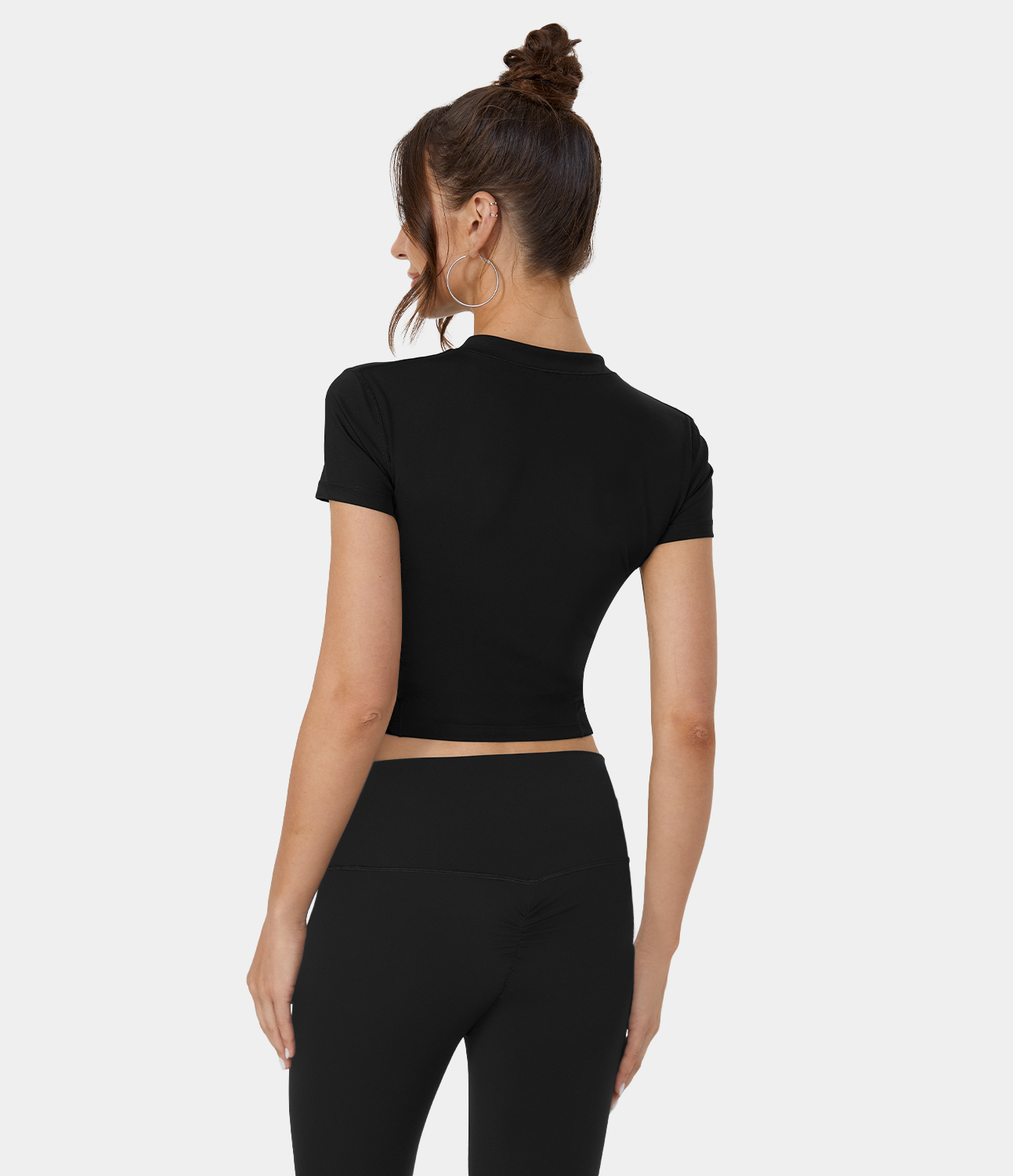 Halara Softlyzeroв„ў Airy Half Zip Short Sleeve Cool Touch Cropped Golf Sports Top  - Black - M 