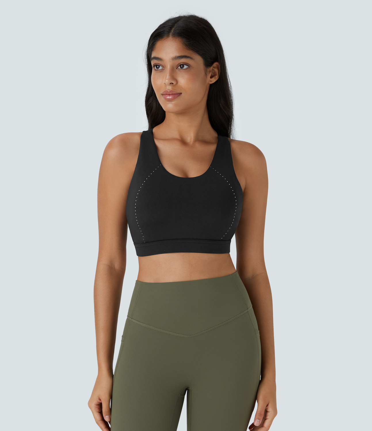 Halara SpeedWaveв„ў Medium Support Backless Crisscross Adjustable Strap Quick Dry Running Sports Bra  - Black - XS push up bra strapless bra 