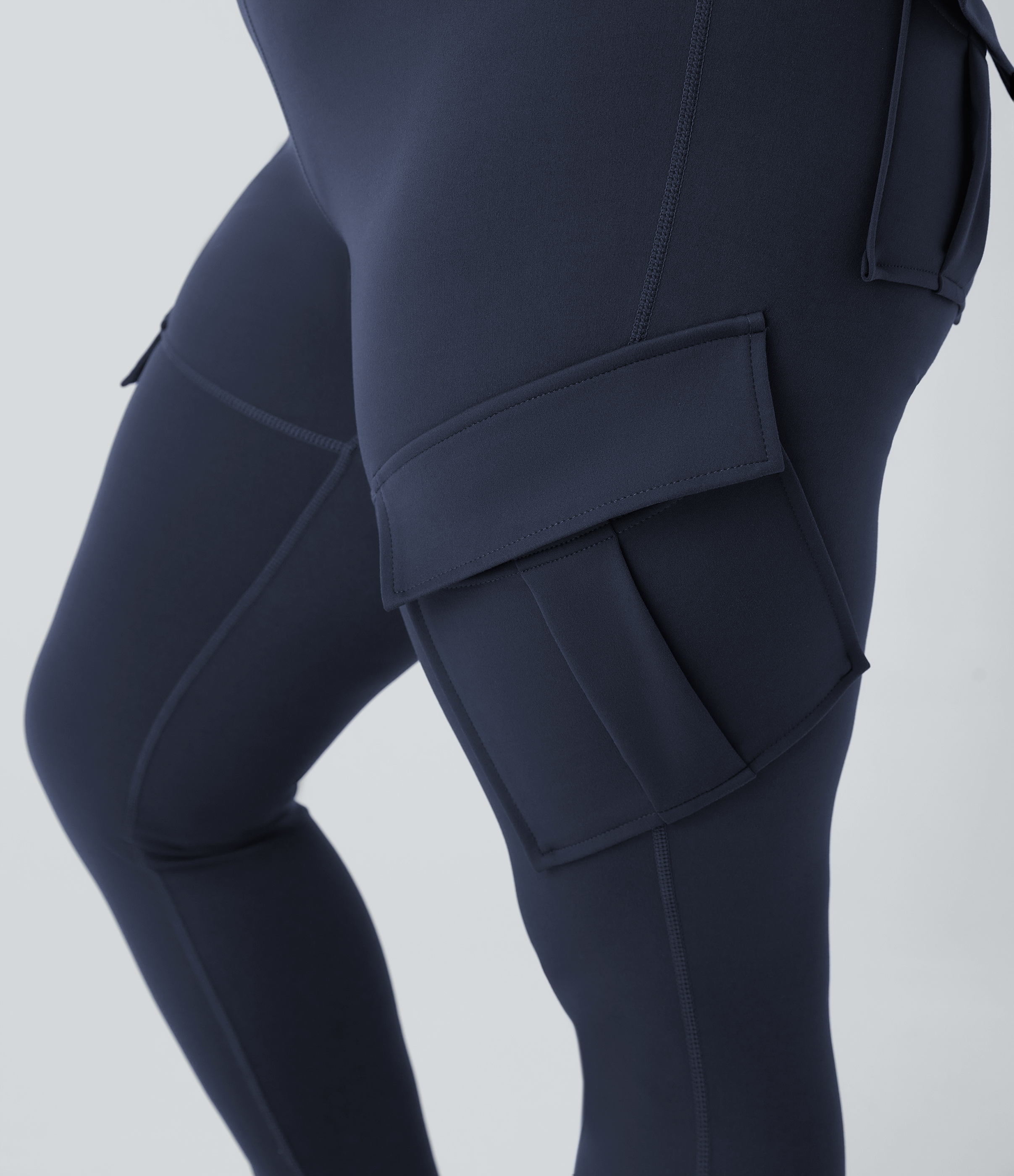 Halara High Waisted Cargo Pocket Skinny Yoga Plus Size 7/8 Leggings  - Midnight Blue - 1X 