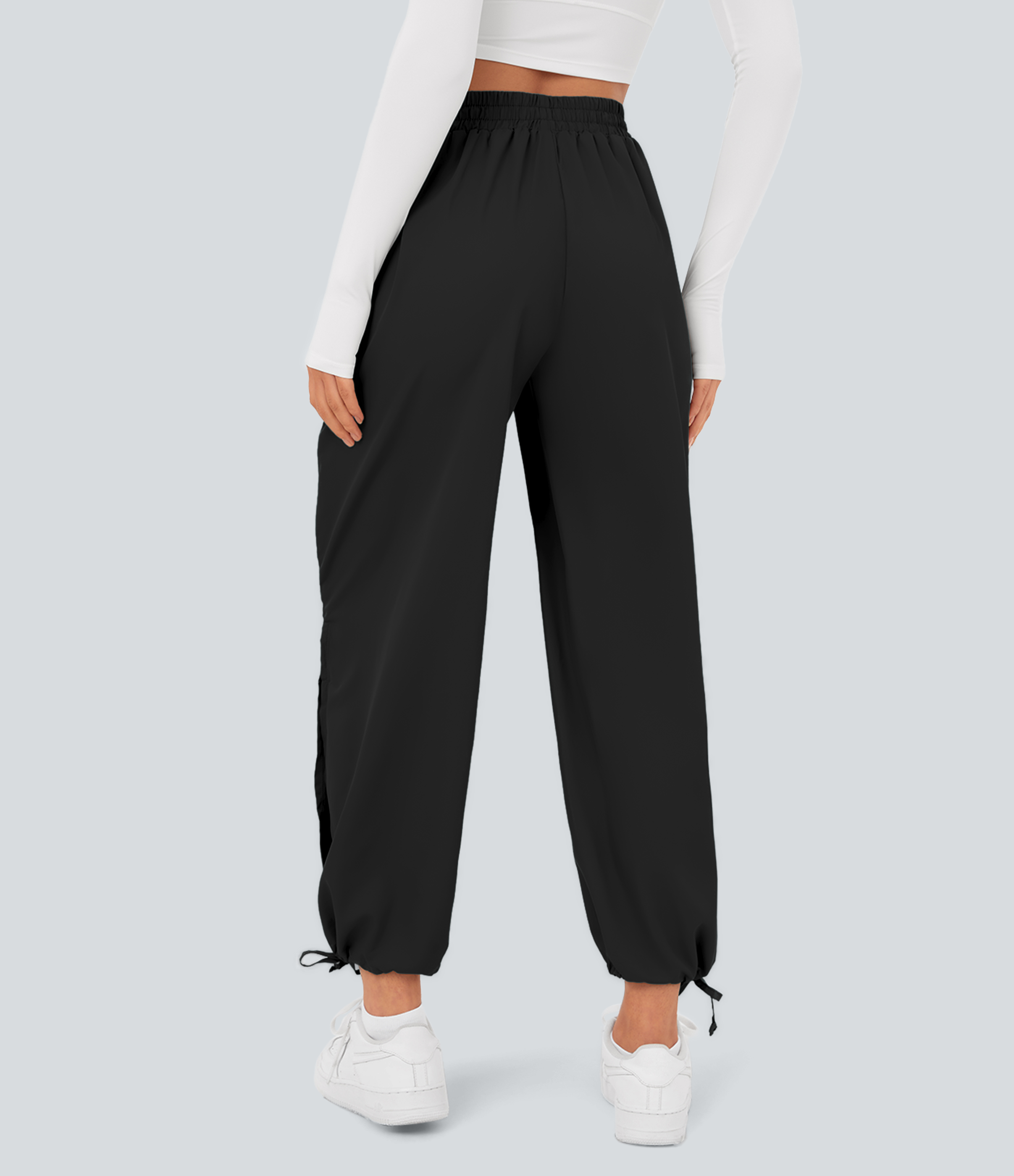Halara Breezefulв„ў High Waisted Drawstring Side Pocket Split Hem Quick Dry Casual Joggers  - Black - XS 
