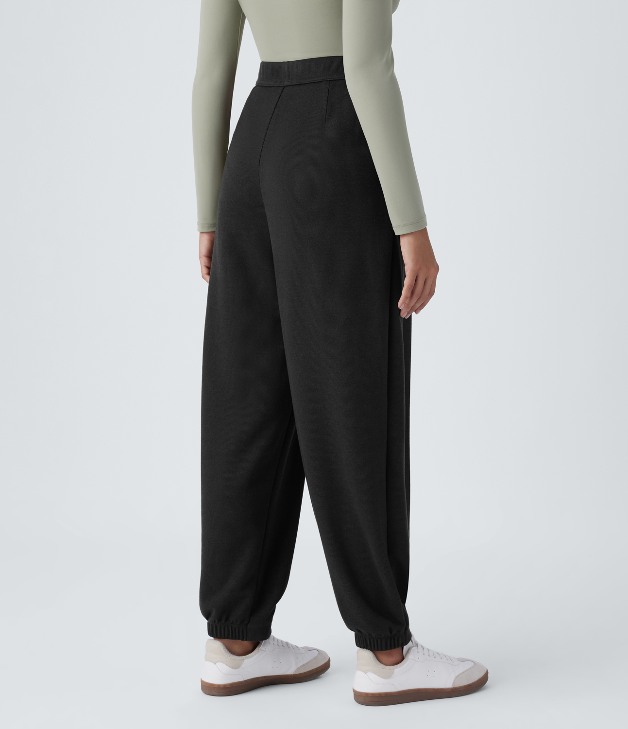 Halara High Waisted Plicated Side Pocket Casual Pile Joggers  - Black - M(regular) 