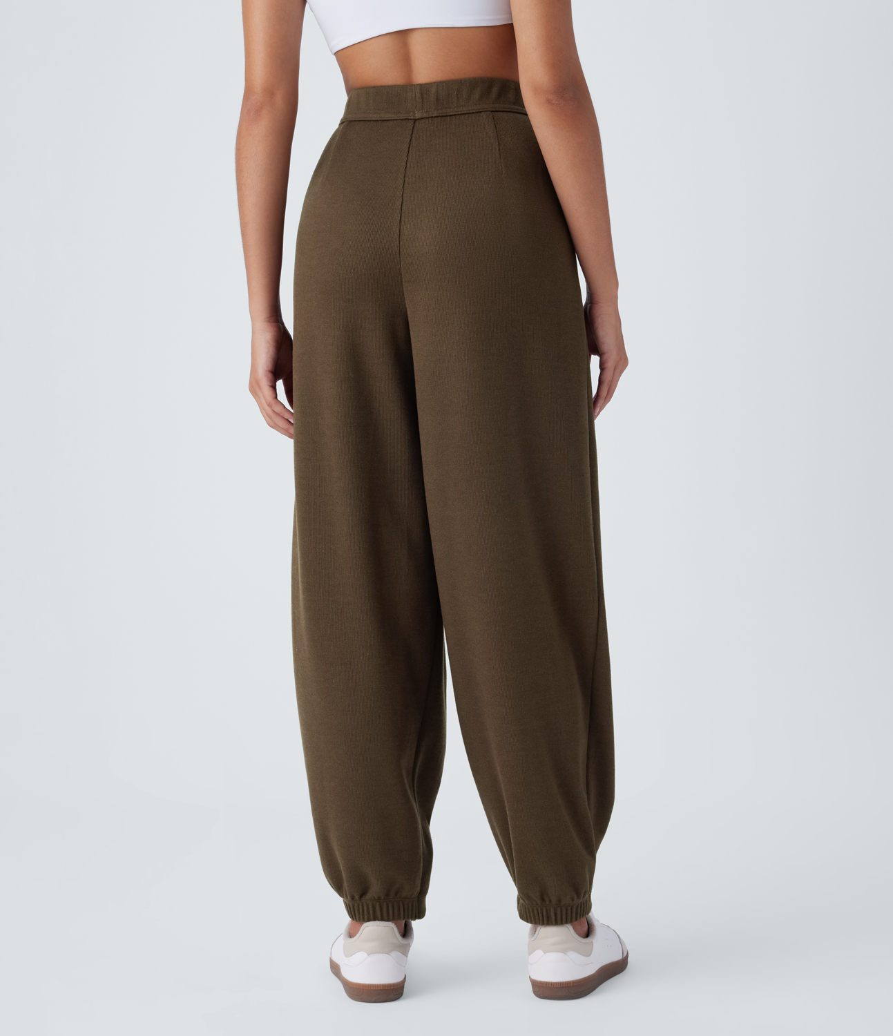 Halara High Waisted Plicated Side Pocket Casual Pile Joggers  - Camphor Wood Brown - XS(regular) 