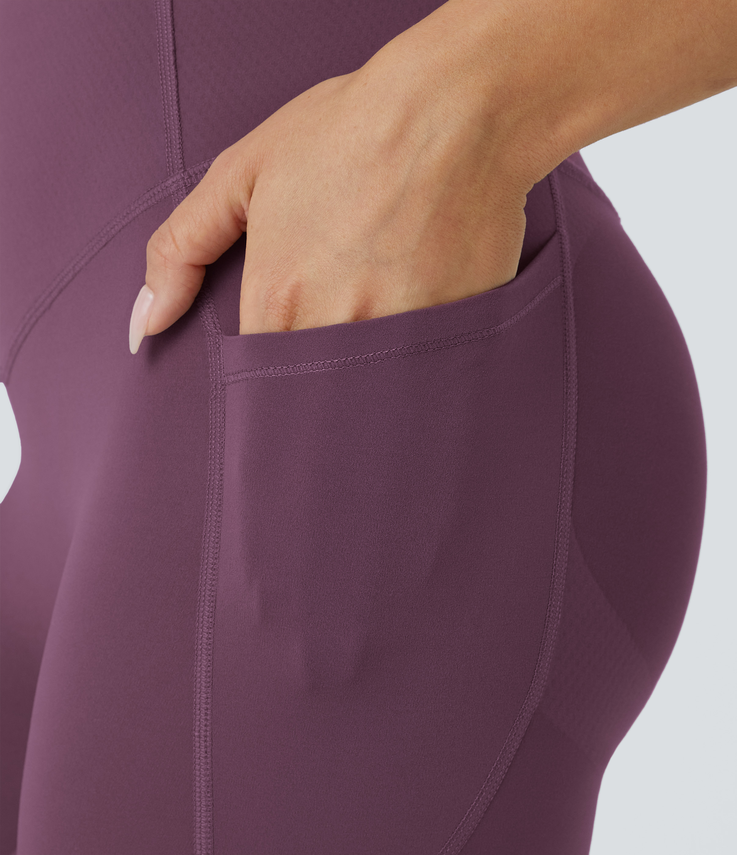 Halara SoCinched High Waisted Butt Lifting Tummy Control Side Pocket Shaping Workout UltraSculpt Leggings  - Night`s Purple - L(7/8) 
