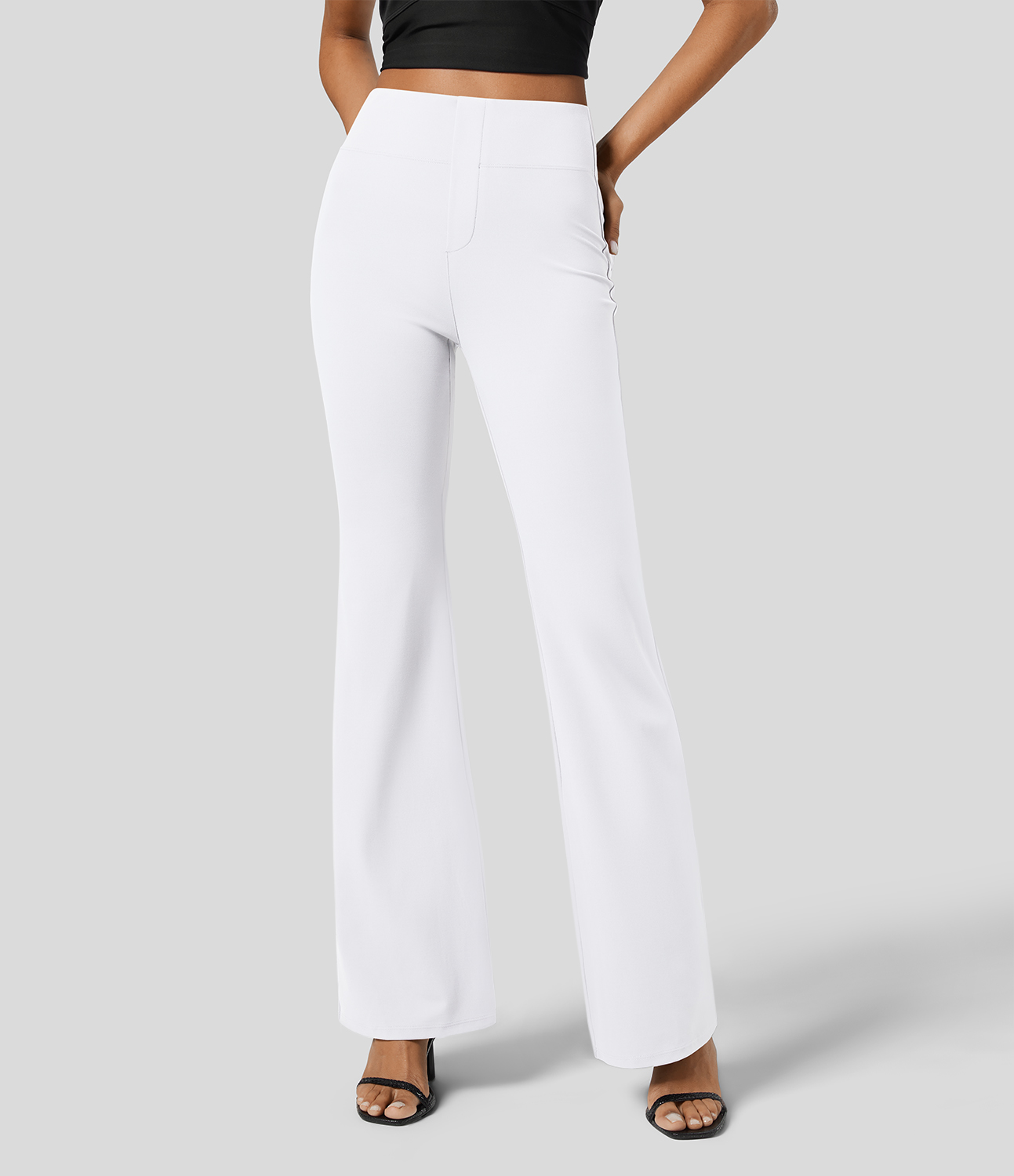 

Halara High Waisted Back Side Pocket Slight Flare Work Pants - White -  sweatpants jogger pants stacked sweatpants cargo joggers