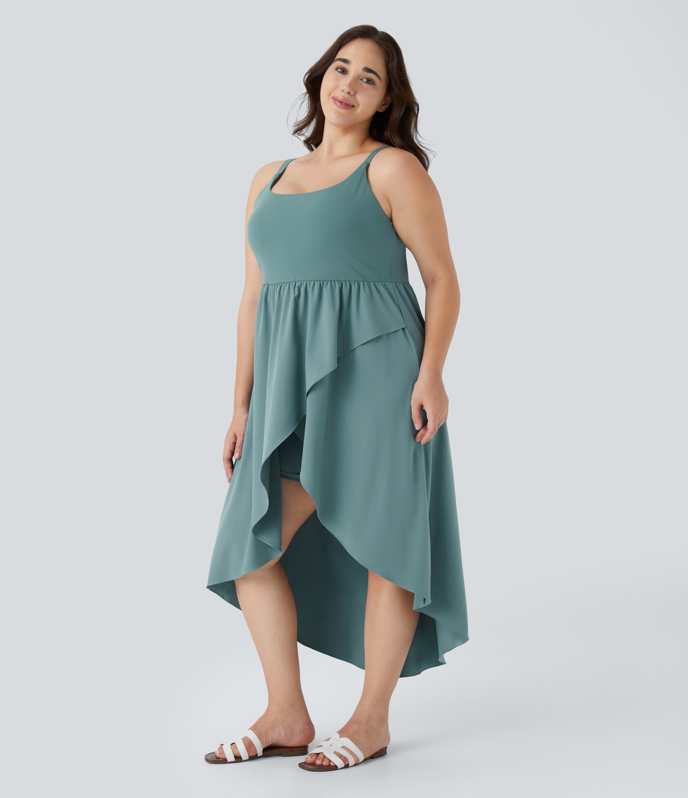 high low dresses plus size casual Ketyyh-chn99 Maxi Dress Plus Size Casual High-Low Dress Hot Pink,3XL