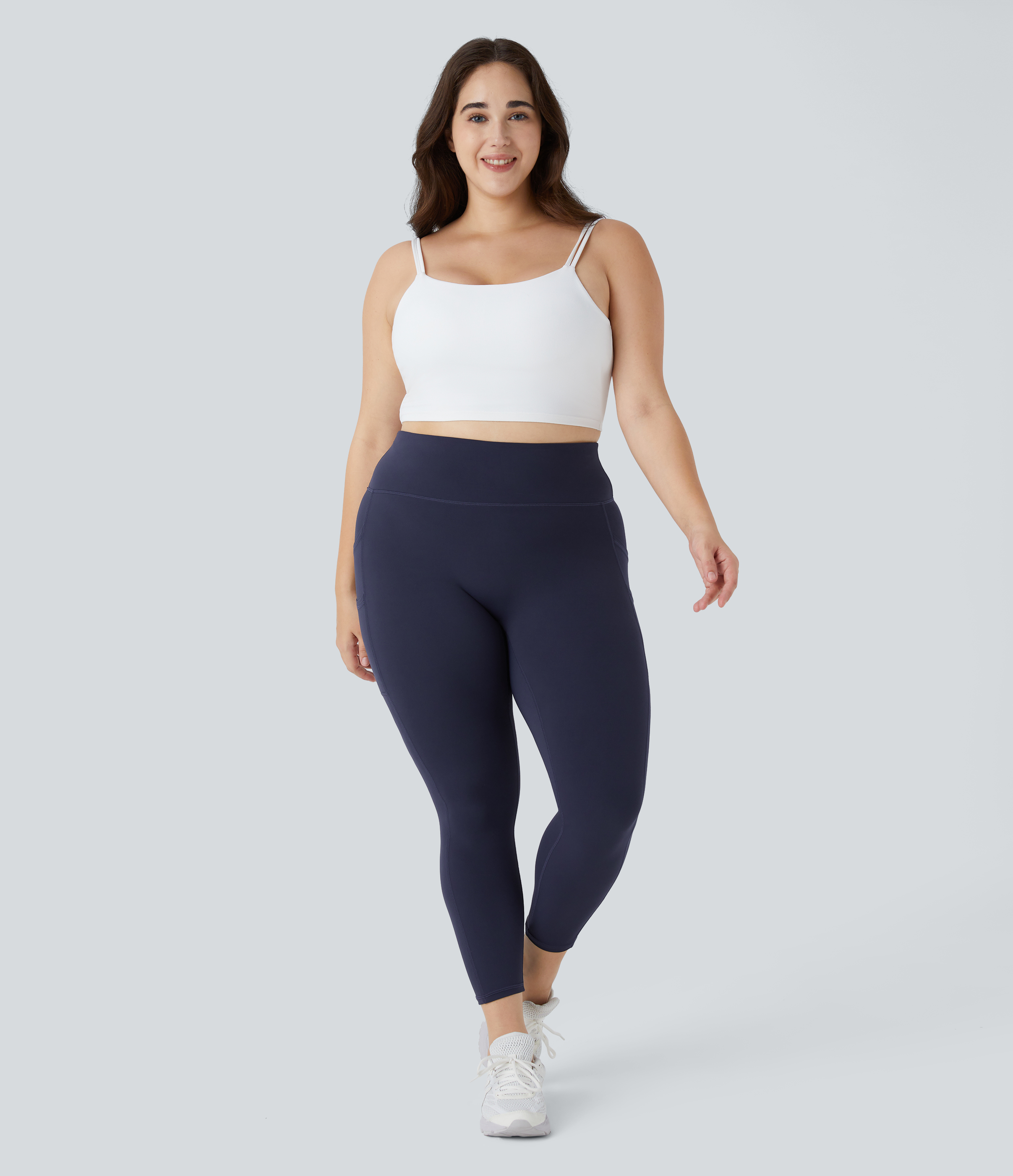 Halara Cloudfulв„ў Fabric High Waisted Double Pockets Plus Size Plain Yoga 7/8 Leggings  - Peacoat - 2X 